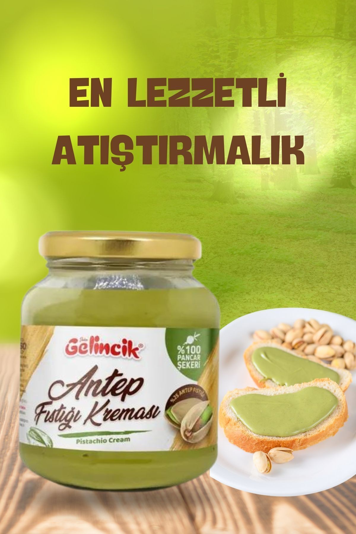 Kahvaltılık Sürülebilir Doğal Katkısız 320gr Özel Üretim Antep Fıstığı Kreması