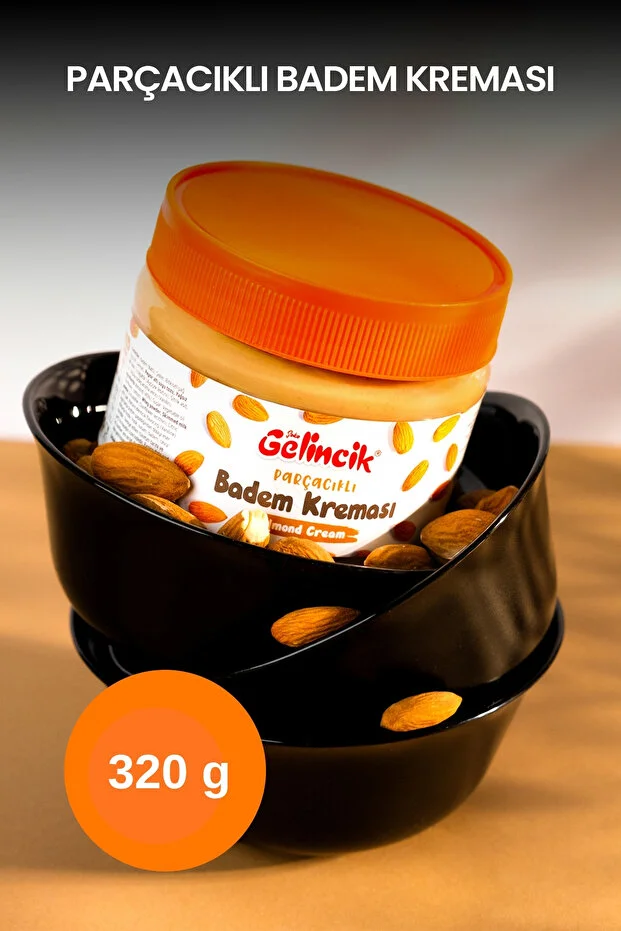 PARÇACIKLI BADEM KREMASI KAHVALTILIK ÖZEL ÜRETİM 320G SÜRÜLEBİLİR BADEM KREMASI
