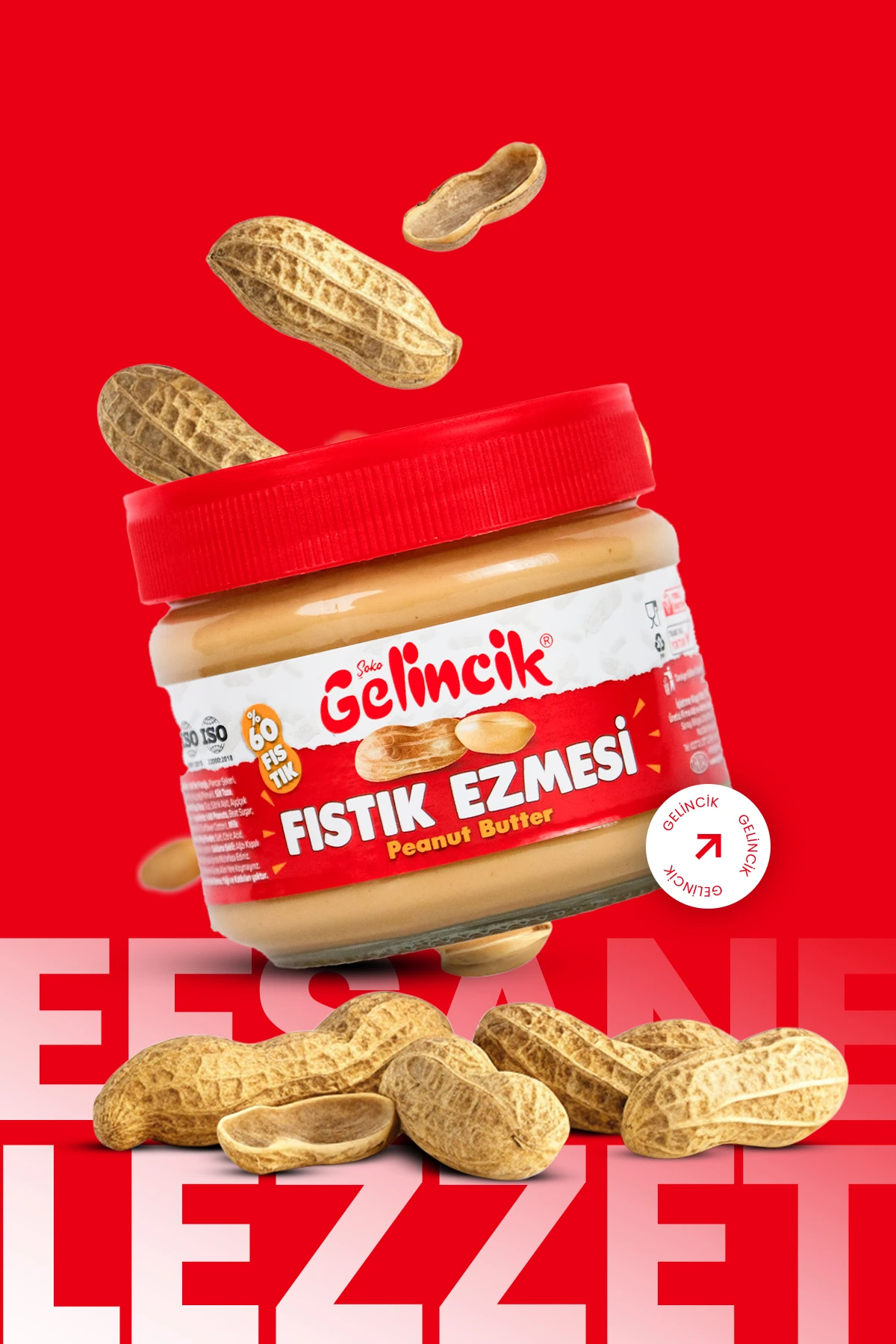 Kahvaltılık Sürülebilir Doğal Katkısız 320gr Kavanoz Özel Üretim Şekerli Fıstık Ezmesi