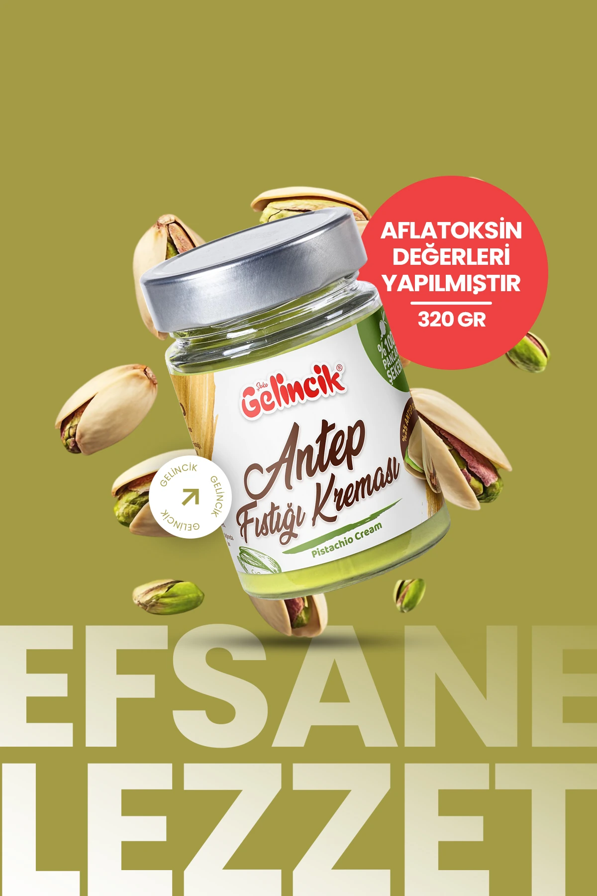 Gelincik 320gr Antep Fıstığı Kreması %25 Antep Fıstığı Içerir Dubai Çikolatası Özel