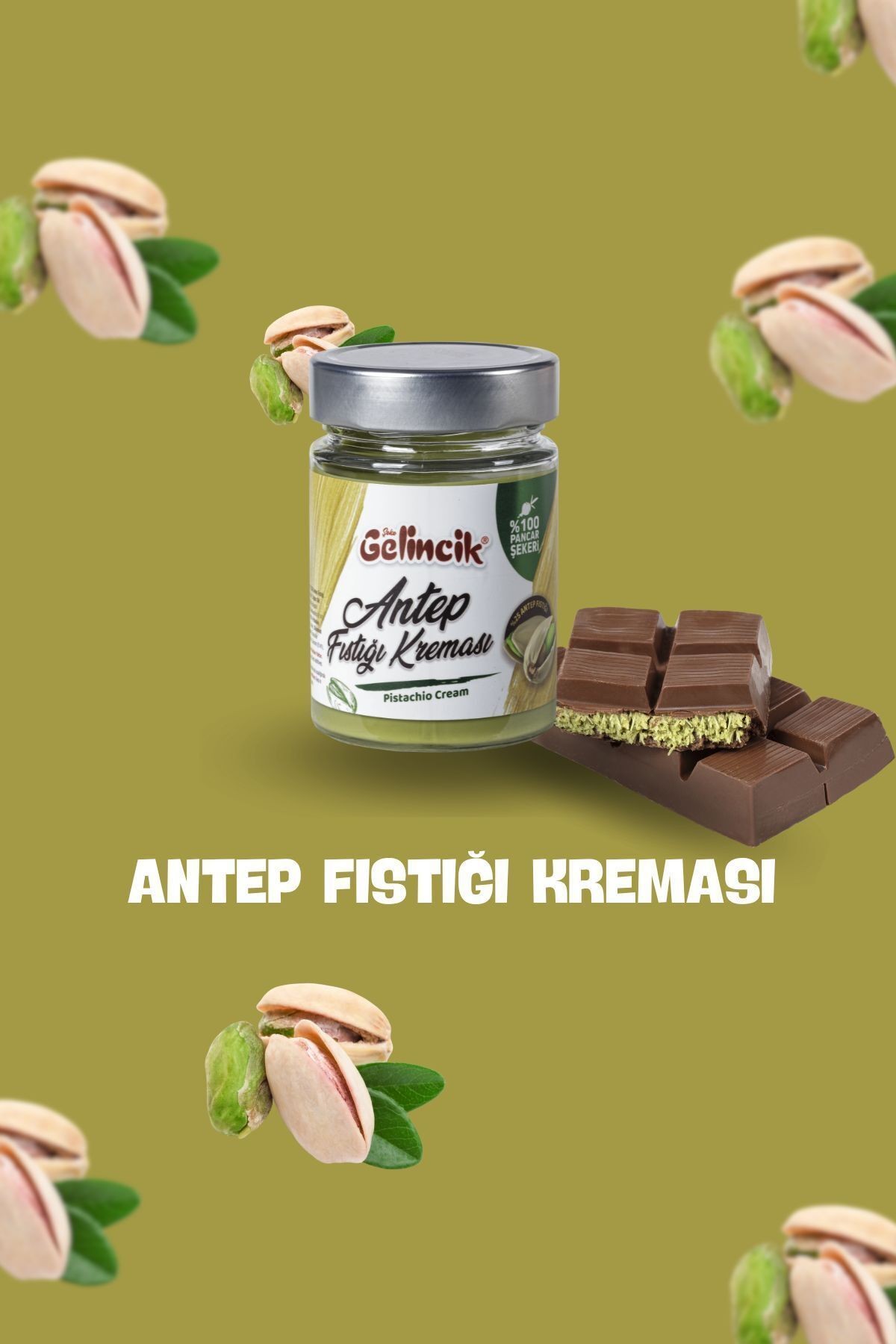 Kahvaltılık Sürülebilir Doğal Katkısız 320gr Özel Üretim Antep Fıstığı Kreması