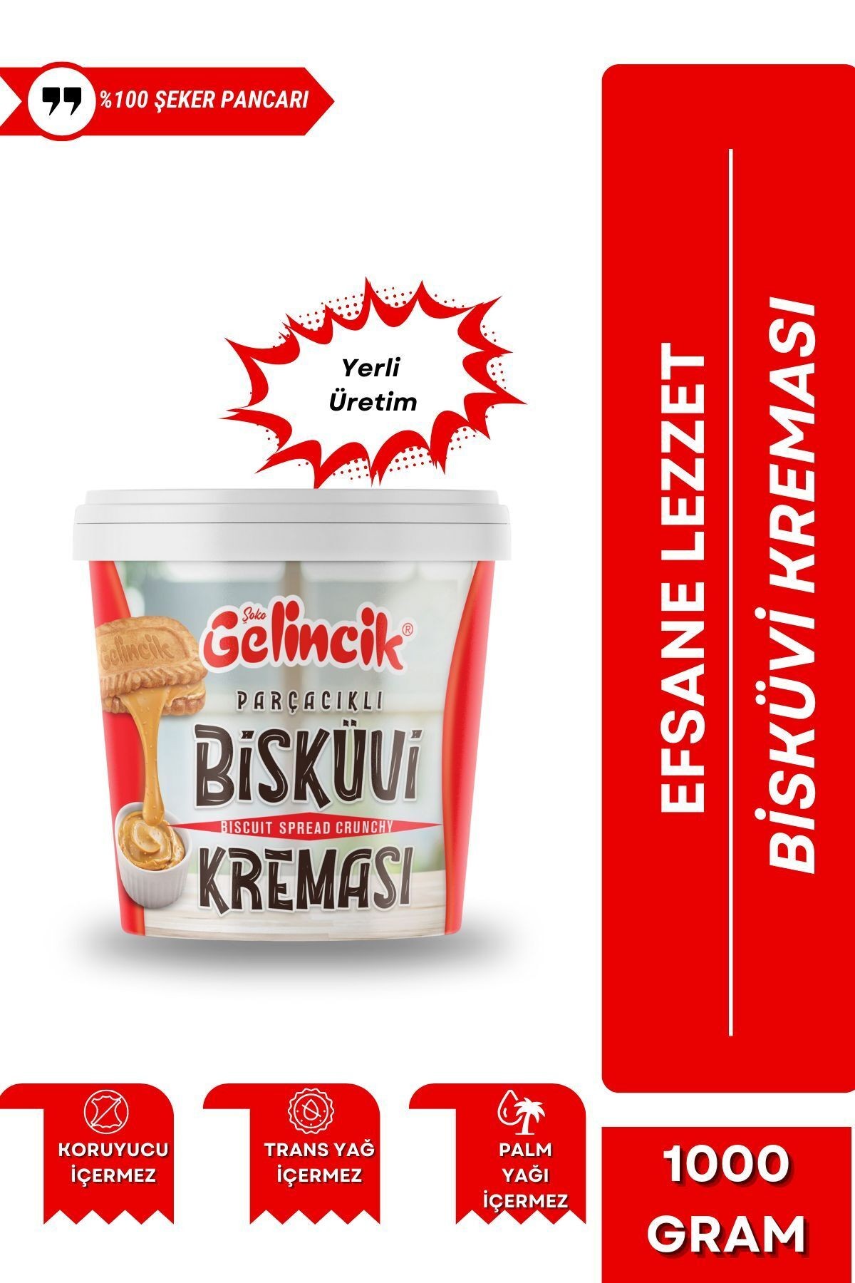 Parçacıklı Bisküvi Kreması Smooth Özel Üretim 1kg Kahvaltılık Krema Bisküvi Kreması 1000gr