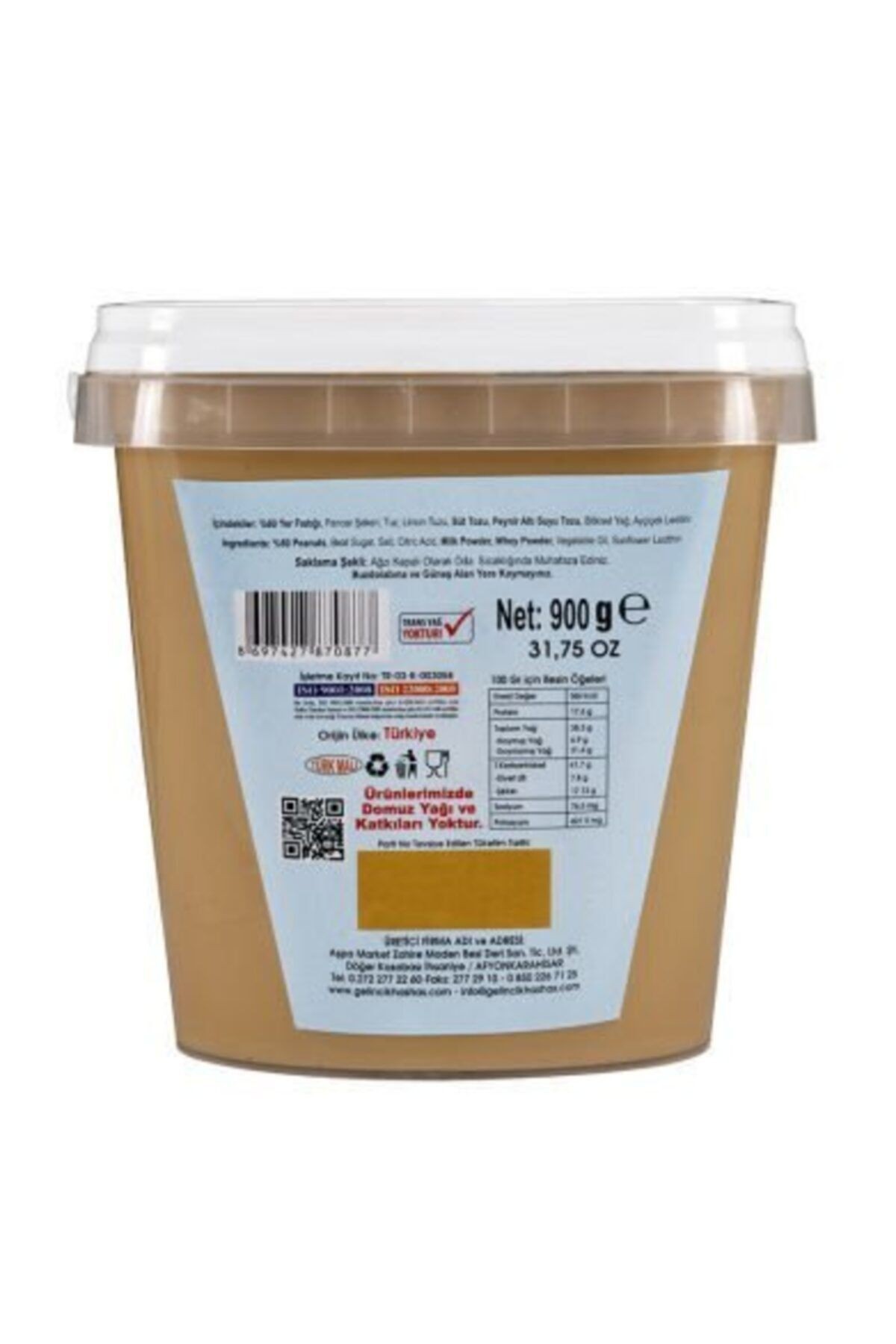 Şekerli Fıstık Ezmesi 900 gr Kase