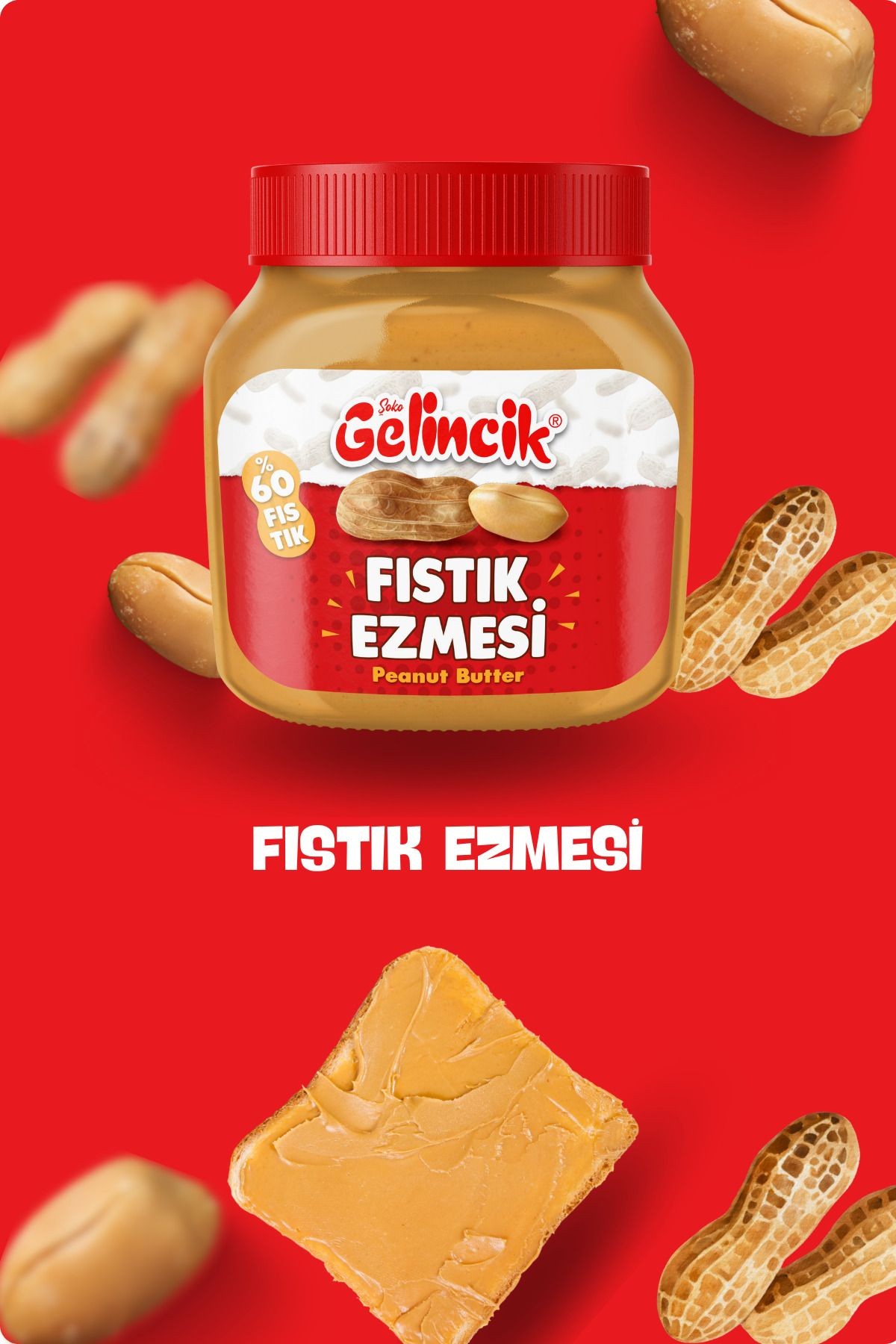 Kahvaltılık Sürülebilir Doğal Katkısız 650gr Kavanoz Özel Üretim Şekerli Fıstık Ezmesi