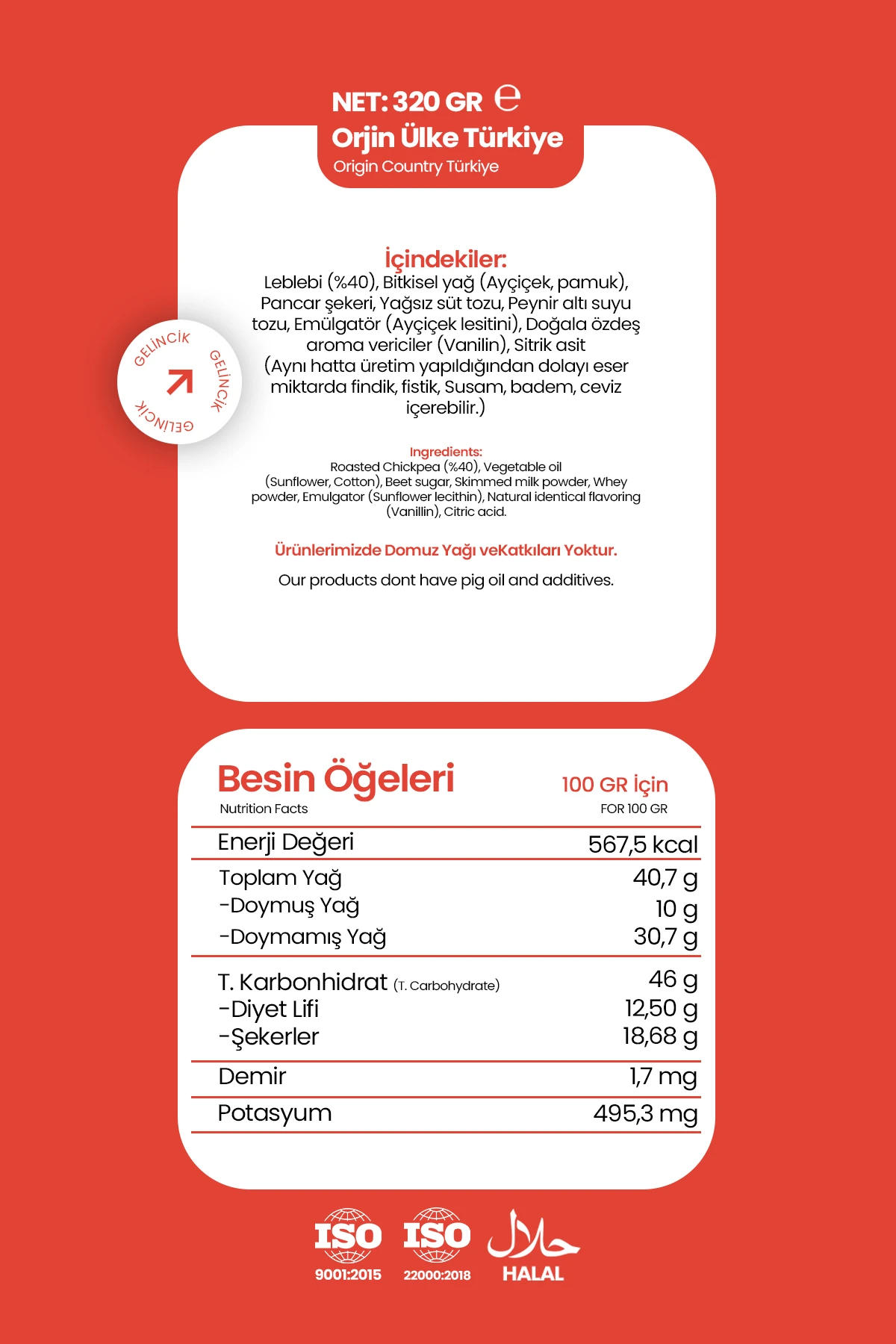 Kahvaltılık Sürülebilir Doğal Katkısız 320gr Özel Üretim Orijinal Leblebi Kreması