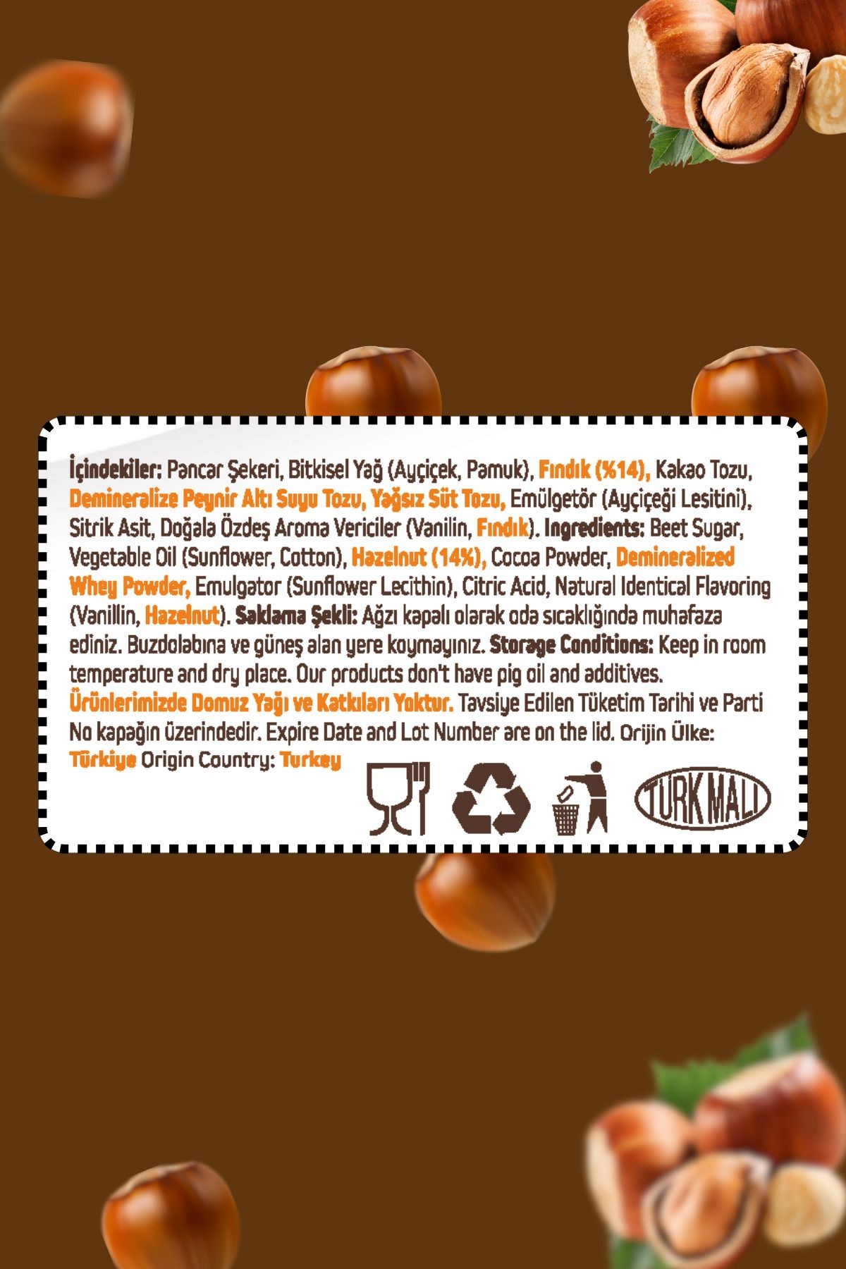 Kahvaltılık Sürülebilir Doğal Katkısız 650gr Özel Üretim Kakaolu Fındık Pralin