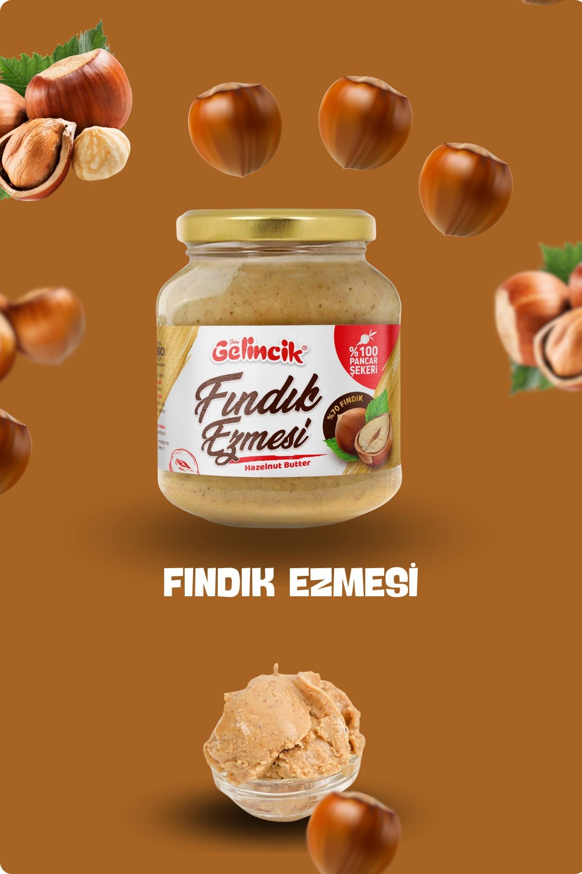 Kahvaltılık Sürülebilir Doğal Katkısız 300gr Özel Üretim Fındık Ezmesi