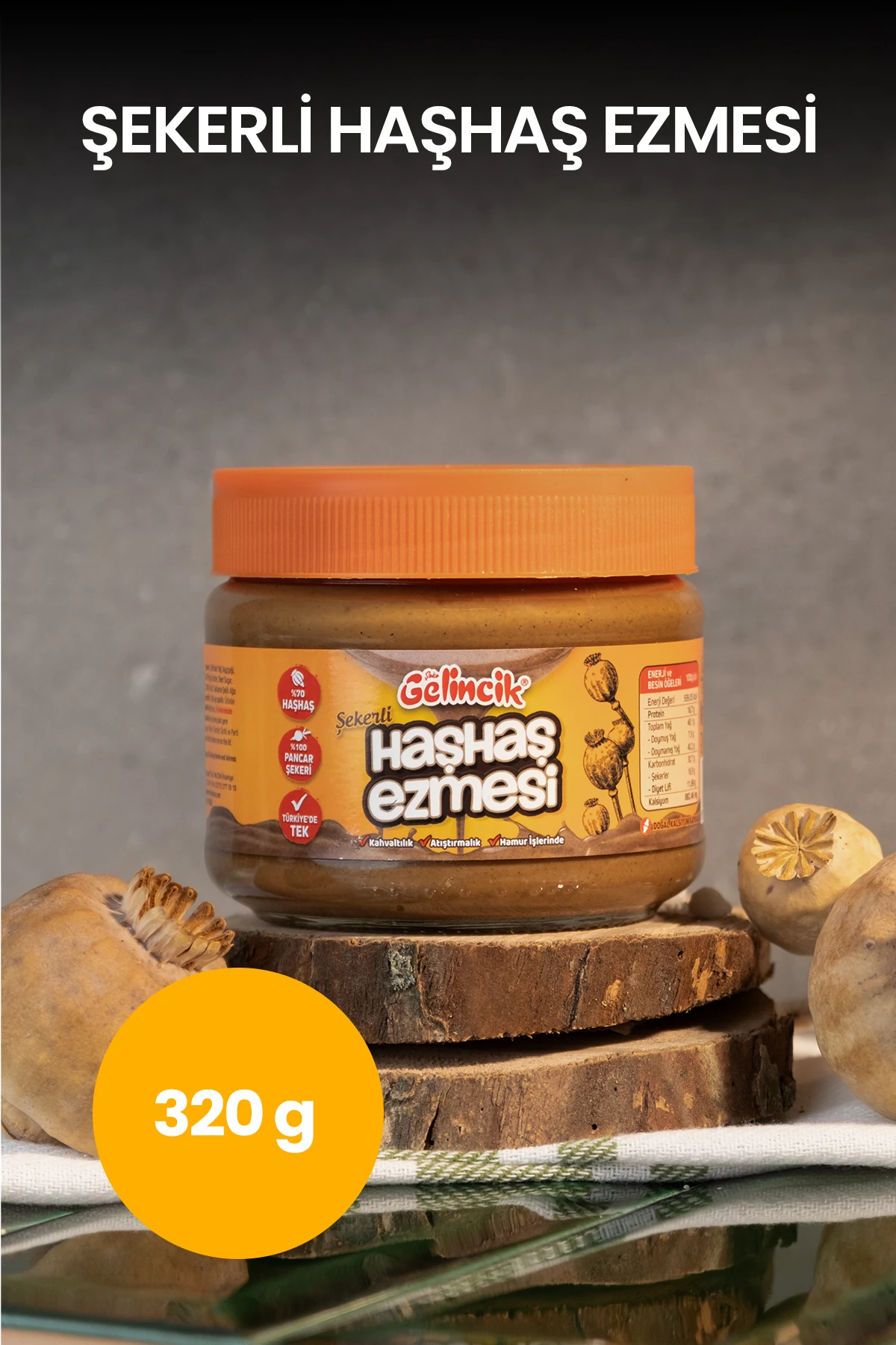 Kahvaltılık Sürülebilir Doğal Katkısız 320gr Özel Üretim Şekerli Haşhaş Ezmesi