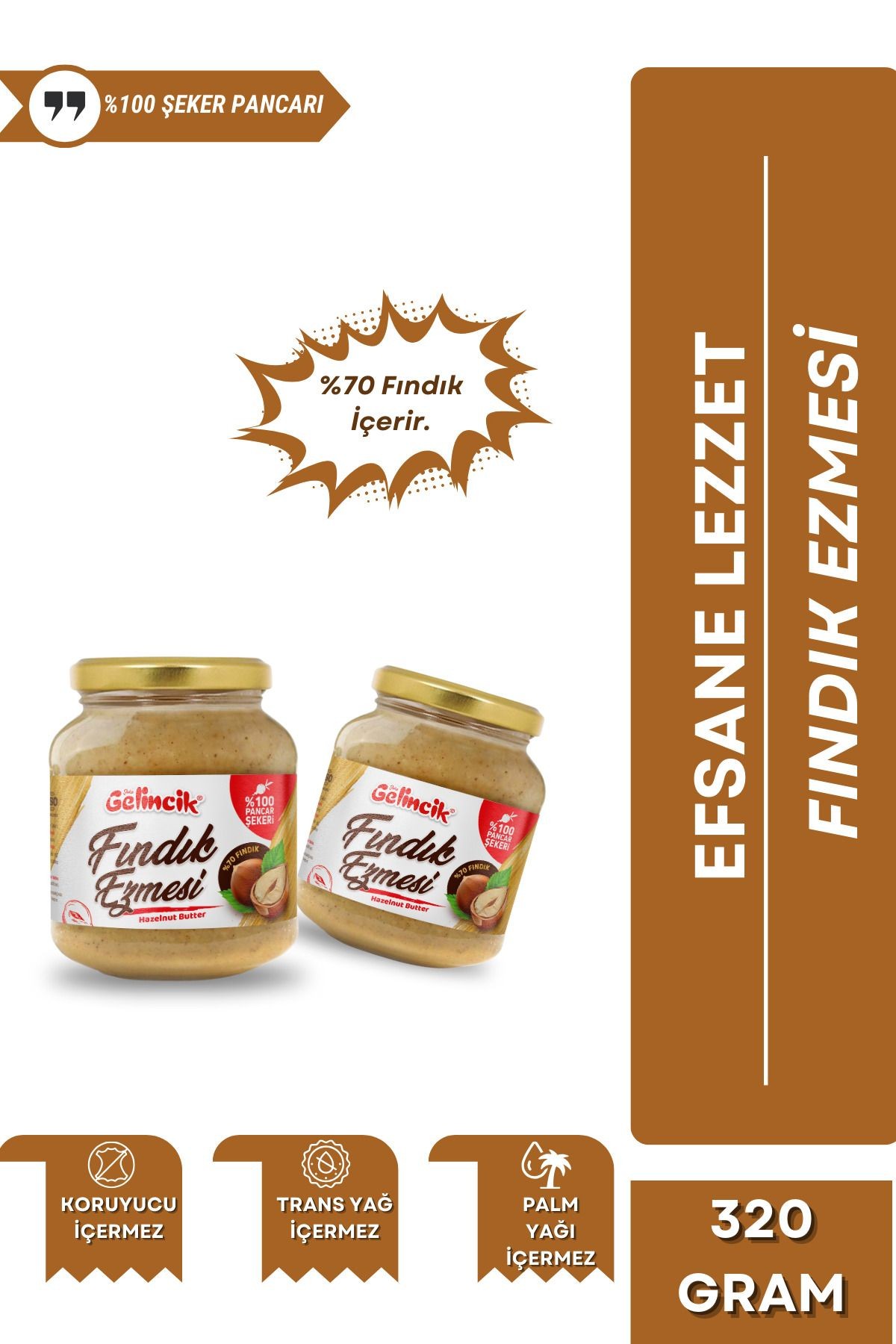 Kahvaltılık Sürülebilir Doğal Katkısız 300gr Özel Üretim Fındık Ezmesi