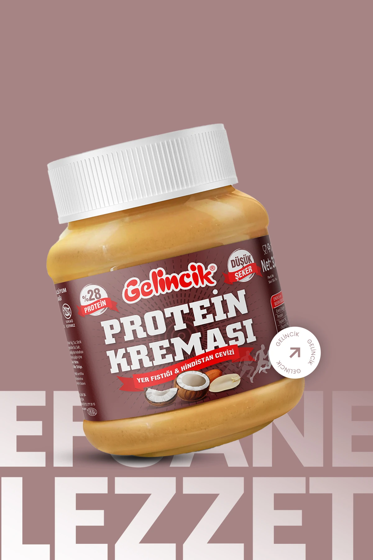 Kahvaltılık Sürülebilir Katkısız 320gr Özel Üretim Protein Kreması 100gr'da 28gr Içerir