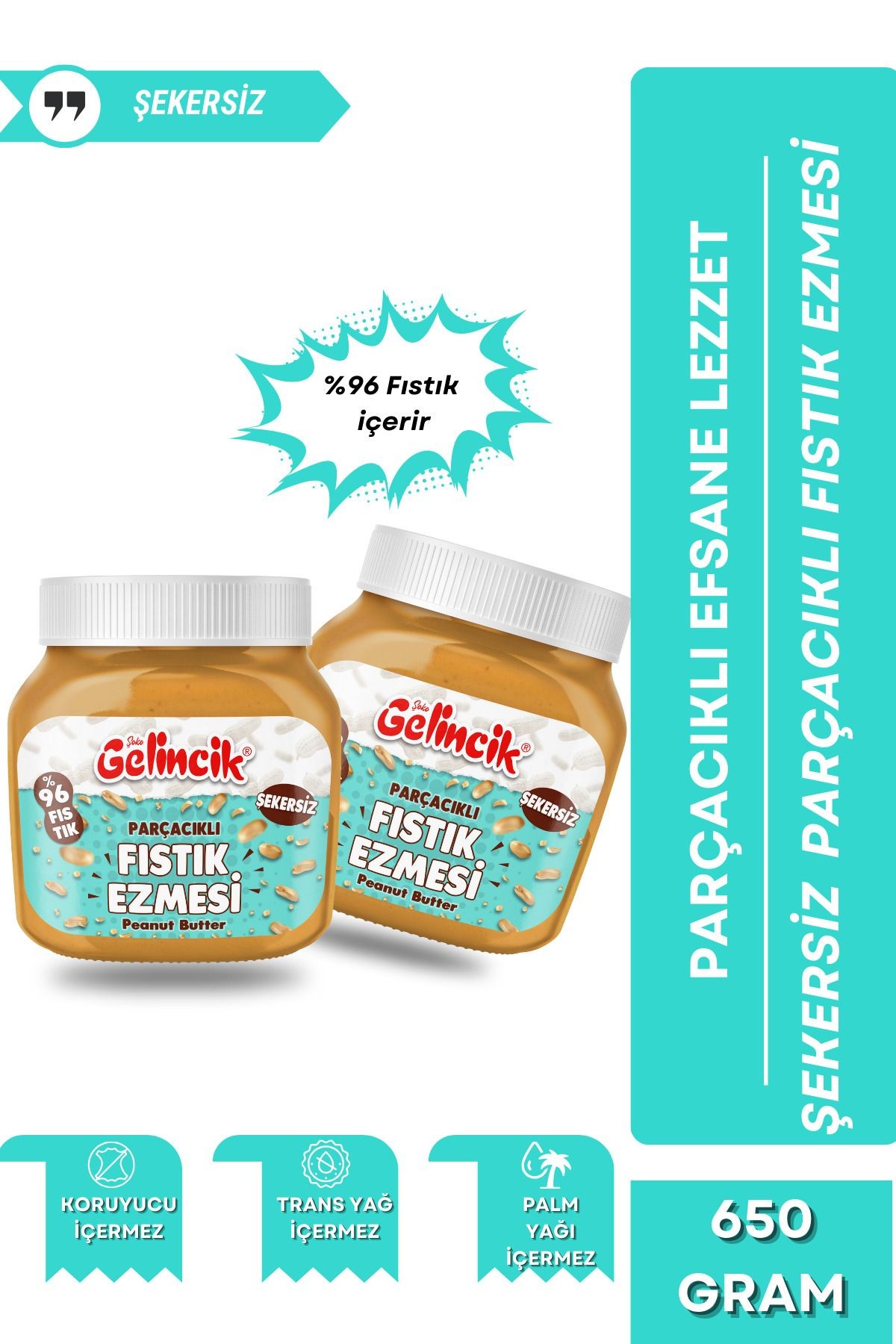 Kahvaltılık Sürülebilir Doğal Katkısız 650gr Özel Üretim Şekersiz Fıstık Ezmesi