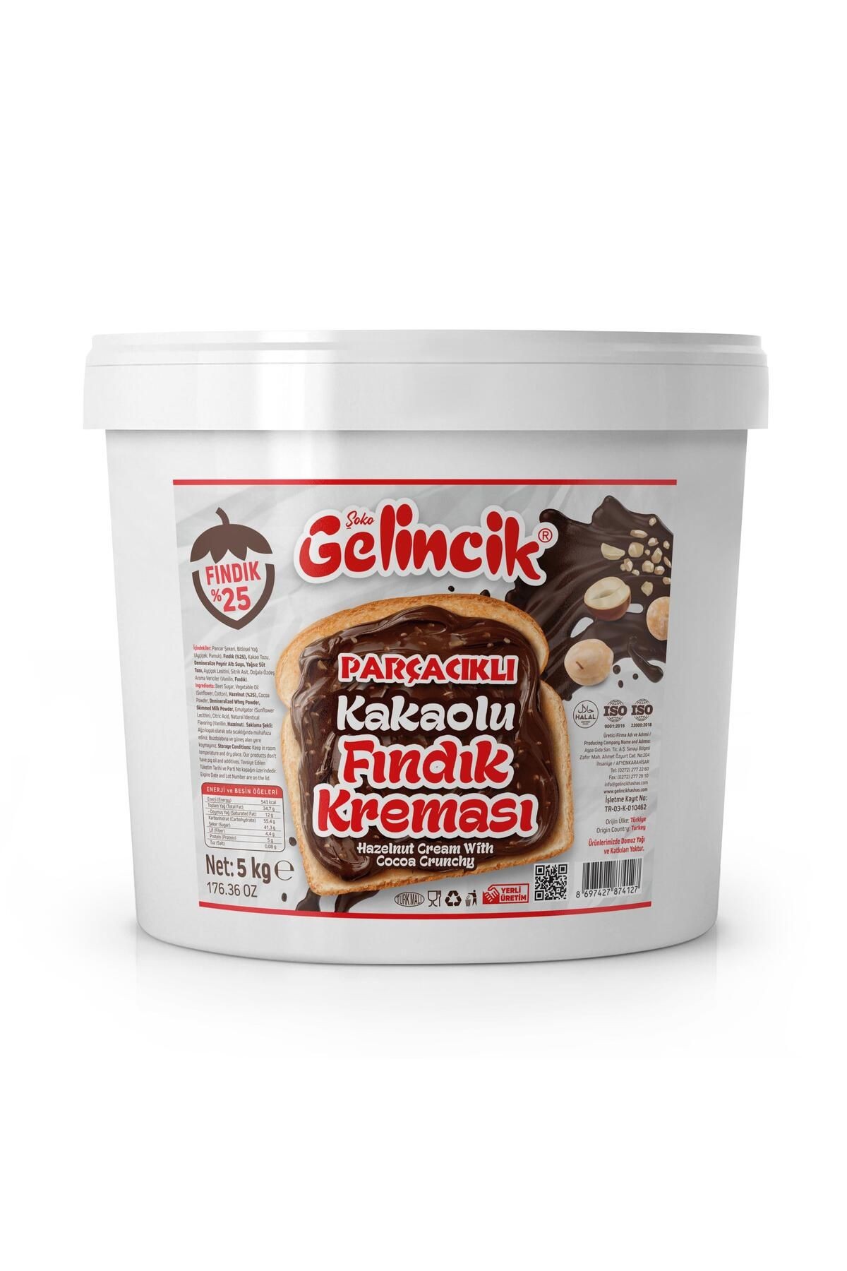 Kahvaltılık Sürülebilir Doğal Katkısız 5kg Özel Üretim Kakaolu Fındık Kreması Parçacıklı