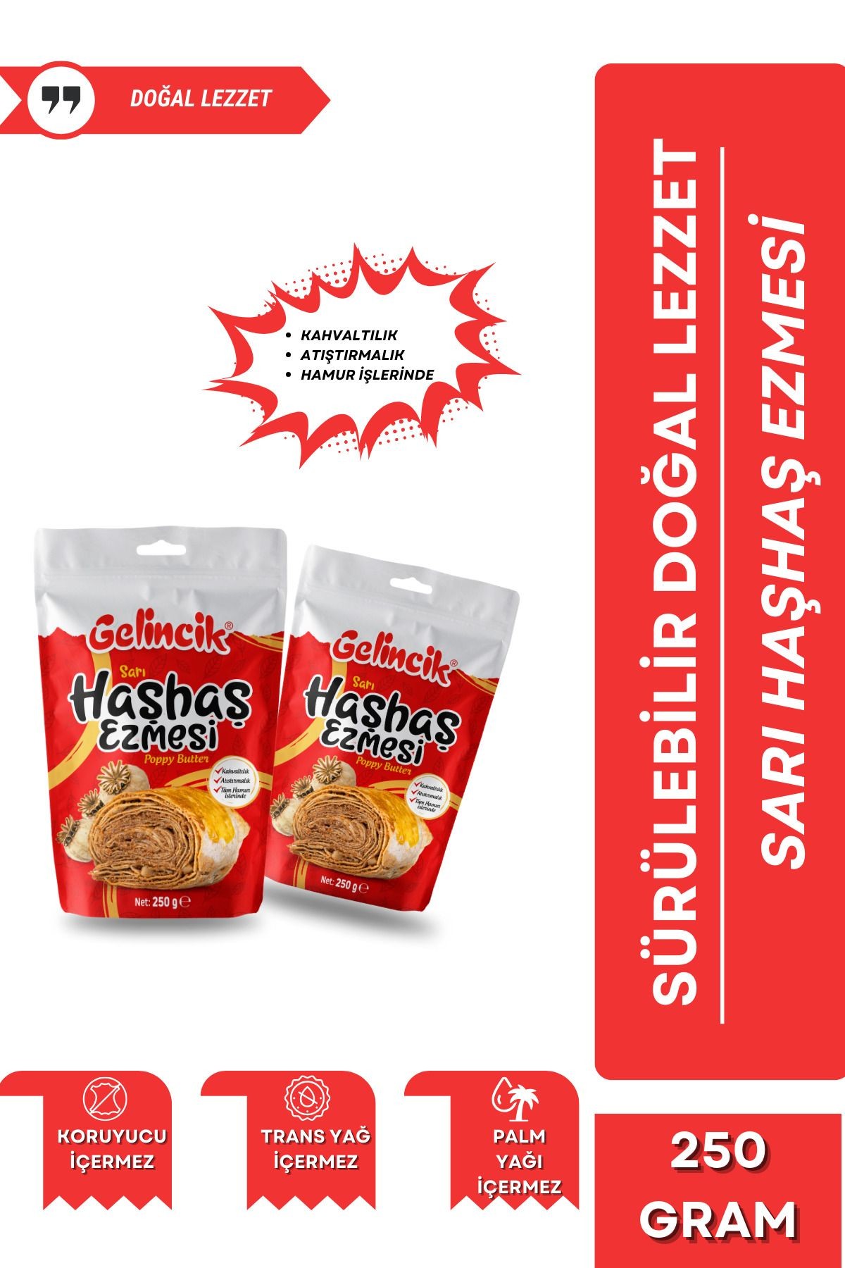 Hamur Işlerinde Kahvaltılık Doğal 250gr Özel Üretim Sarı Haşhaş Ezmesi
