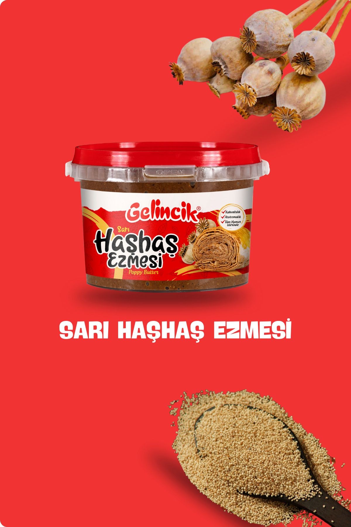 Hamur Işlerinde Kahvaltılık Doğal Katkısız 400g Özel Üretim Sarı Haşhaş Ezmesi