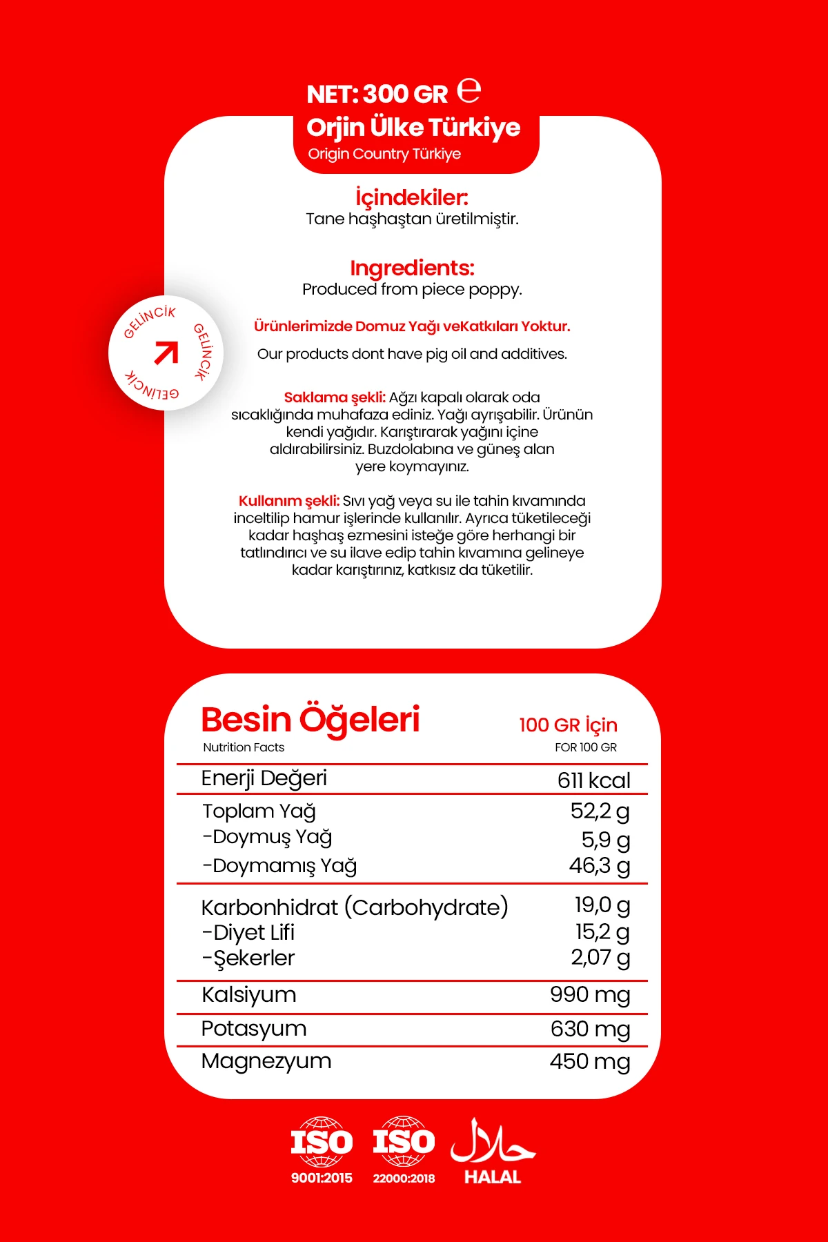 Sarı Haşhaş Ezmesi 300 Gr Kavanoz