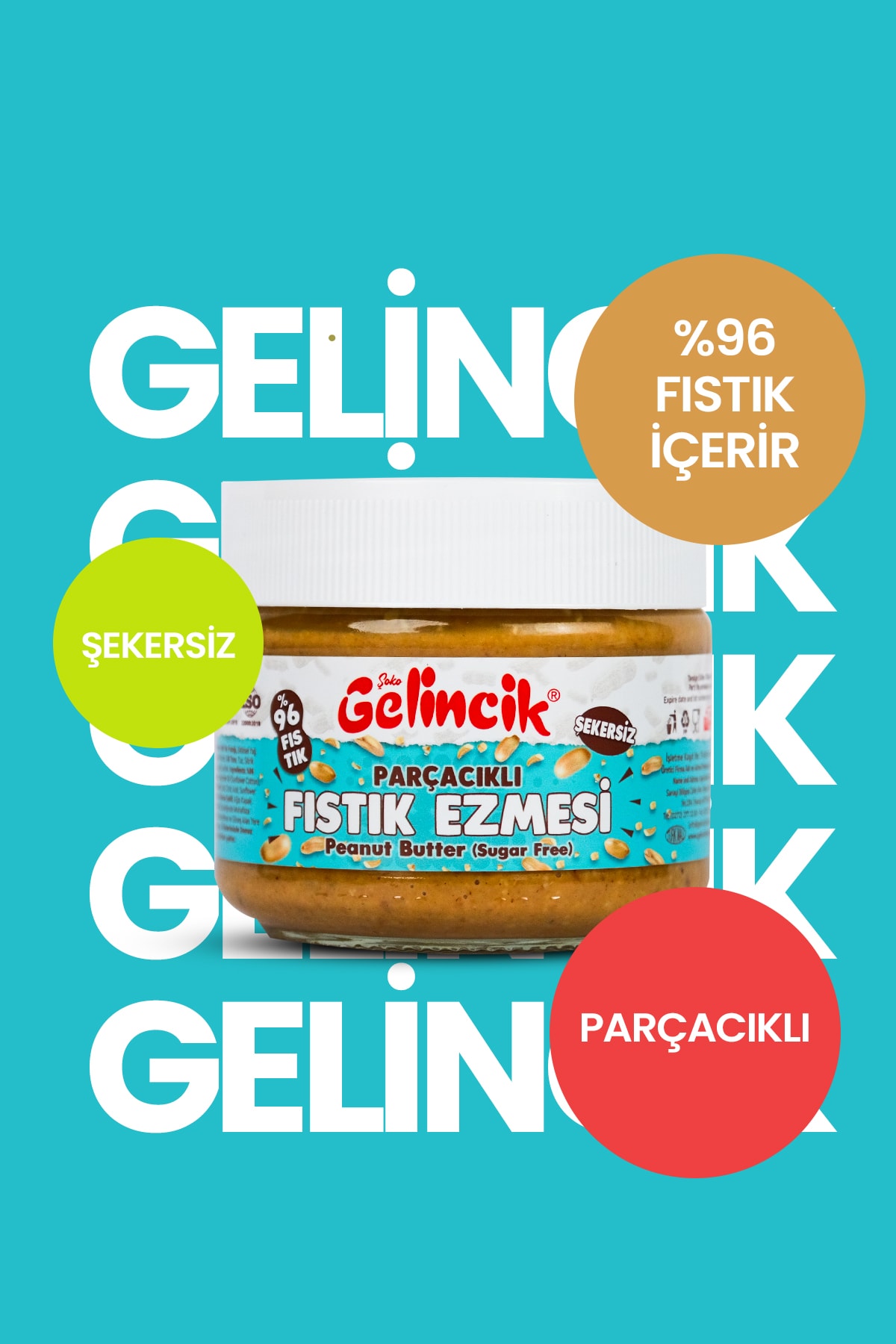 Kahvaltılık Sürülebilir Doğal Katkısız 300gr Özel Üretim Şekersiz Parçacıklı Fıstık Ezmesi
