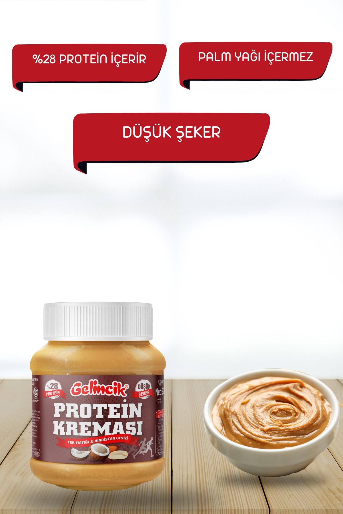 Kahvaltılık Sürülebilir Katkısız 320gr Özel Üretim Protein Kreması 100gr'da 28gr Içerir