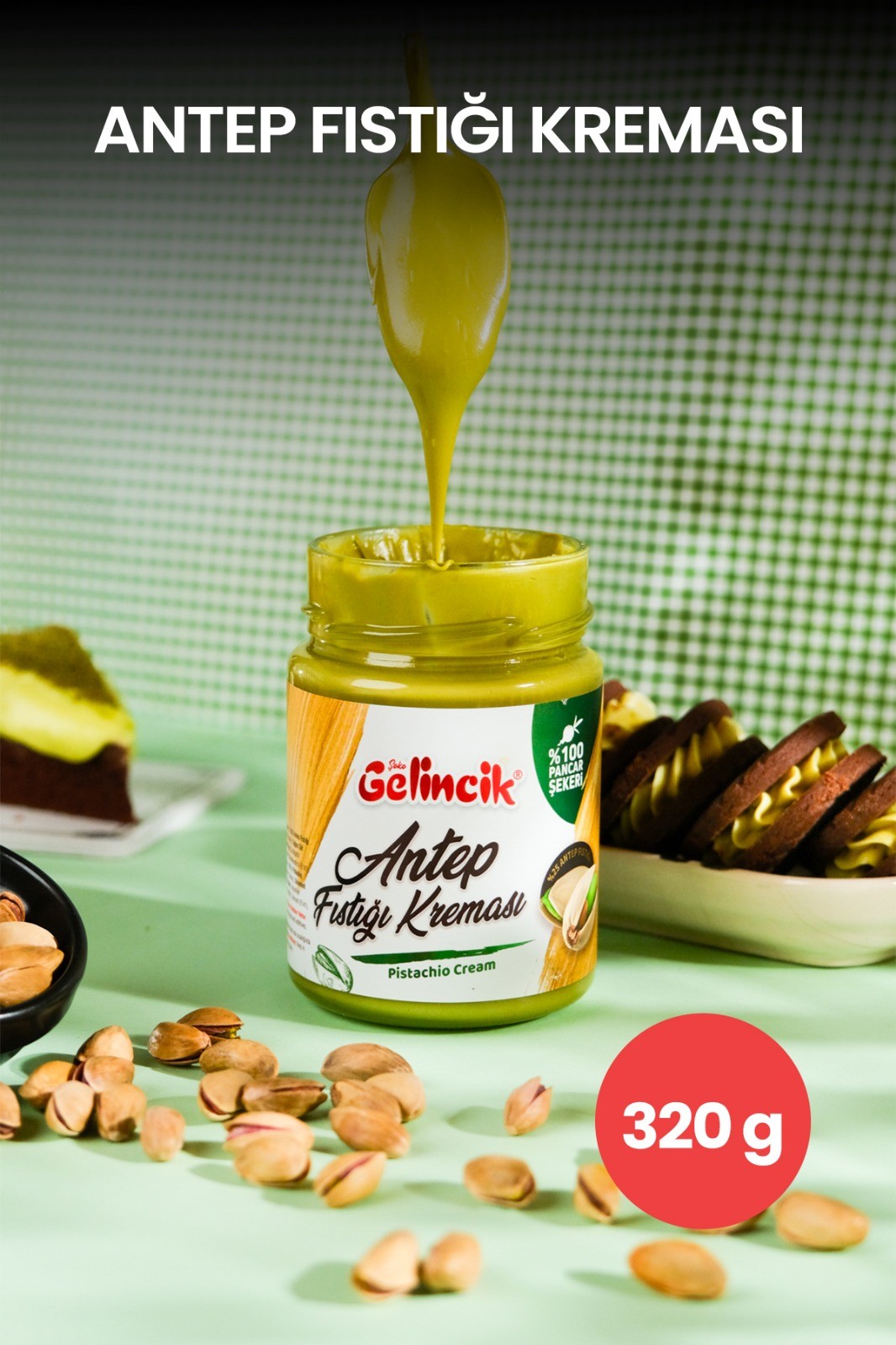 Kahvaltılık Sürülebilir Doğal Katkısız 320gr Özel Üretim Antep Fıstığı Kreması