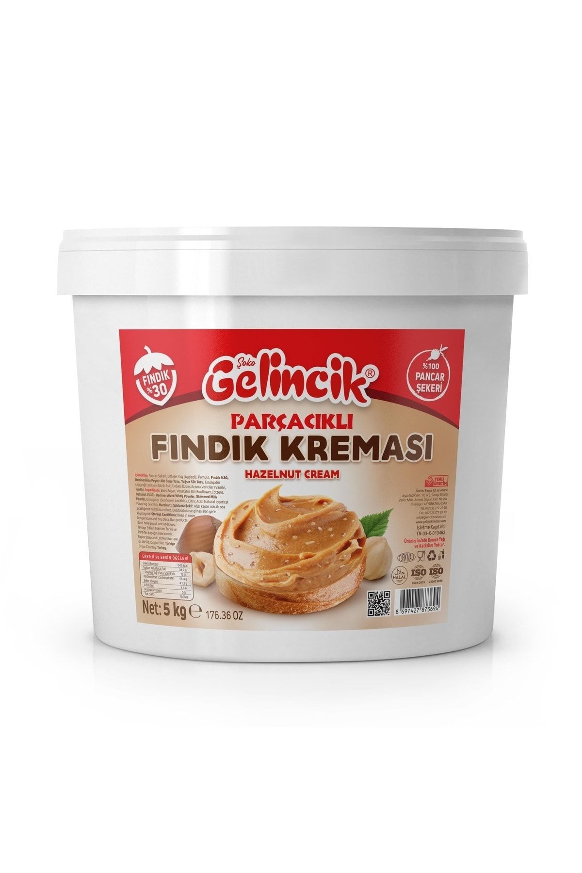 Kahvaltılık Sürülebilir Doğal Katkısız 5kg Özel Üretim Ekstra Parçacıklı Fındık Kreması