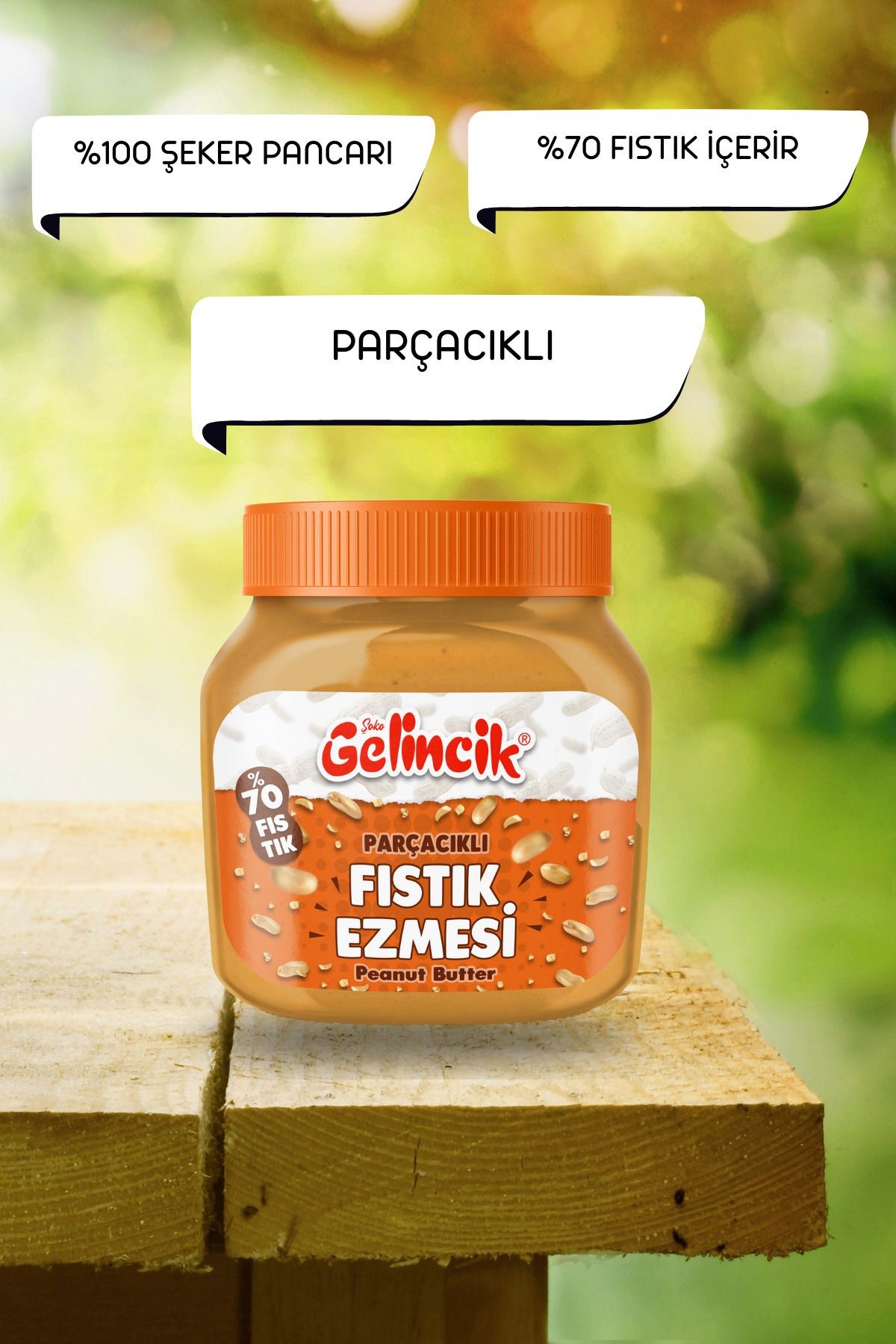 Kahvaltılık Sürülebilir Doğal Katkısız 650gr Özel Üretim Şekerli Parçacıklı Fıstık Ezmesi