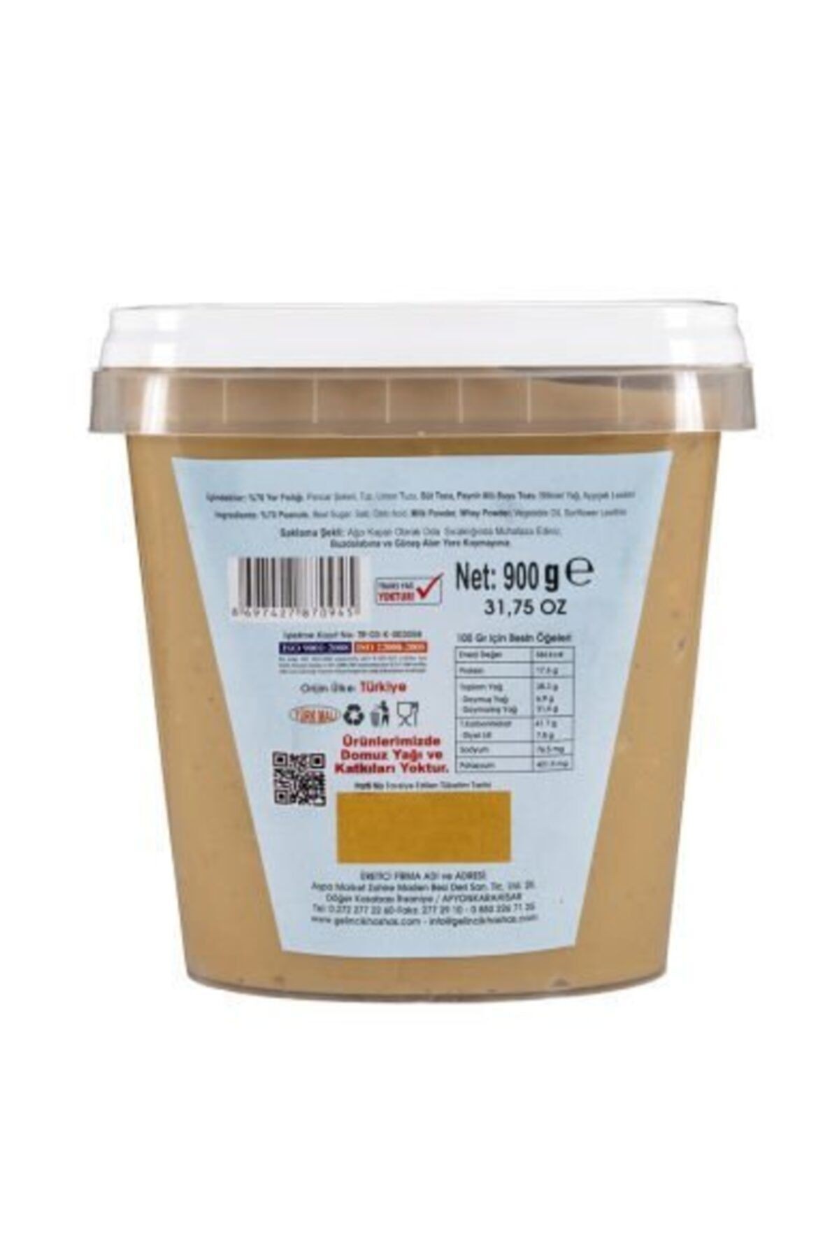 Parçacıklı Fıstık Ezmesi 900 Gr Kase