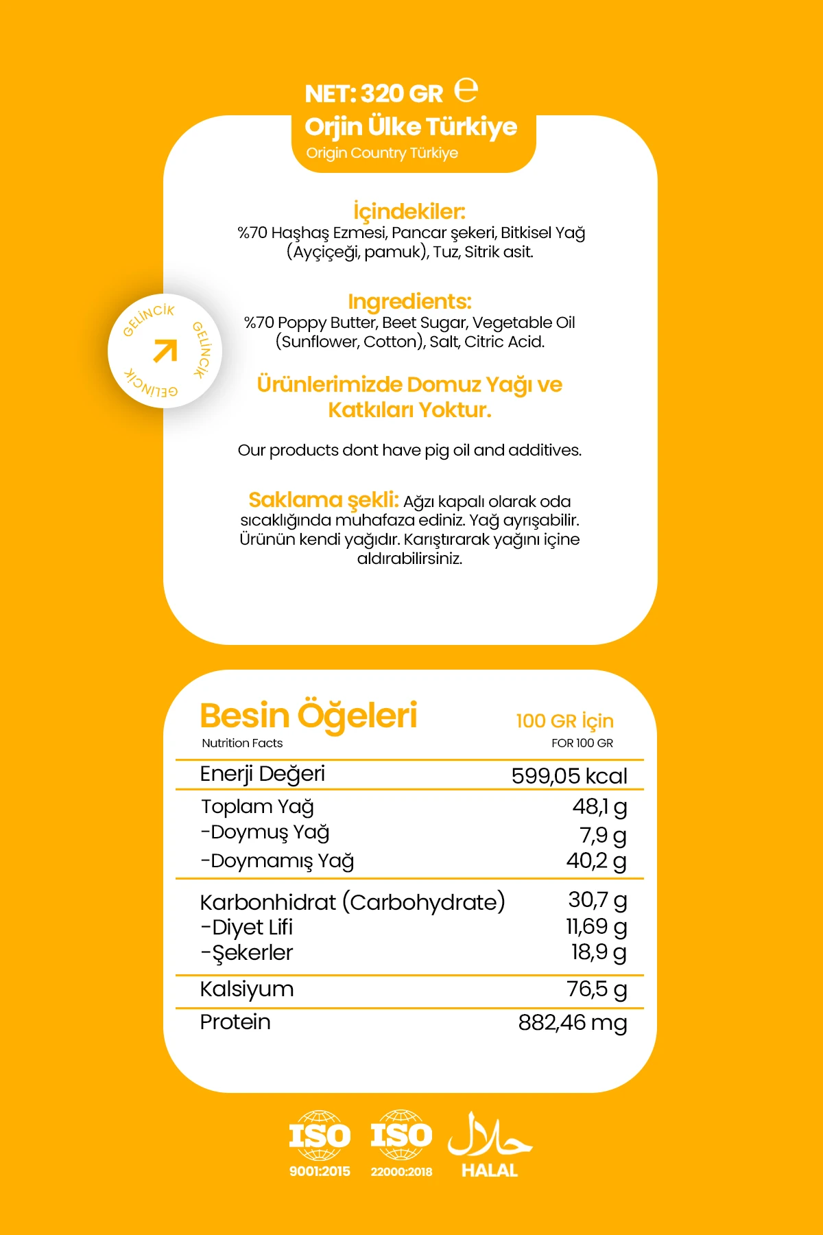 Kahvaltılık Sürülebilir Doğal Katkısız 320gr Özel Üretim Şekerli Haşhaş Ezmesi