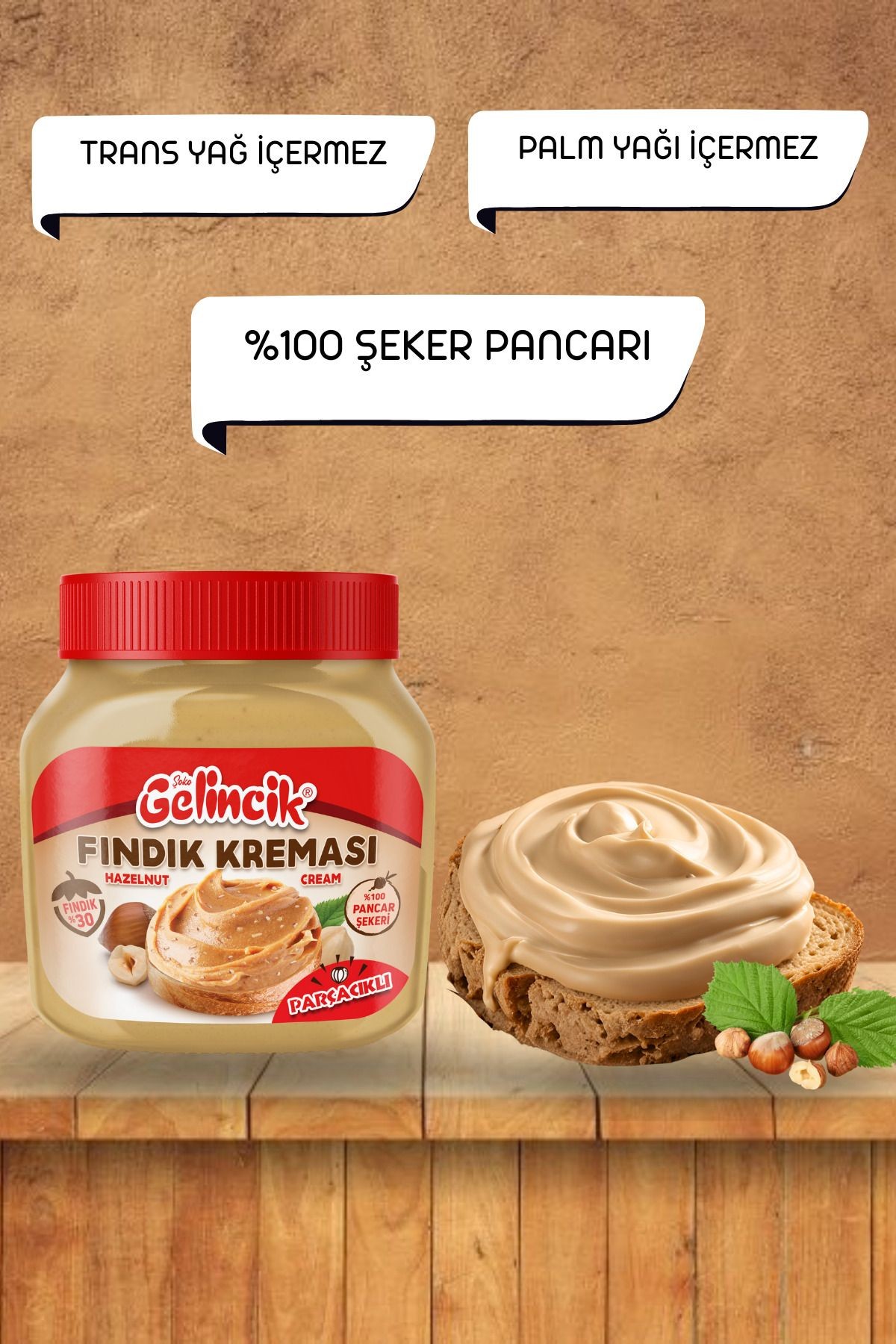 Kahvaltılık Sürülebilir Doğal Katkısız 650gr Özel Üretim Parçacıklı Fındık Kreması