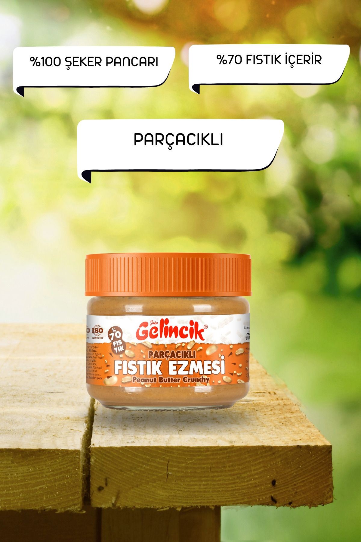 Kahvaltılık Sürülebilir Doğal Katkısız 320gr Özel Üretim Parçacıklı Fıstık Ezmesi
