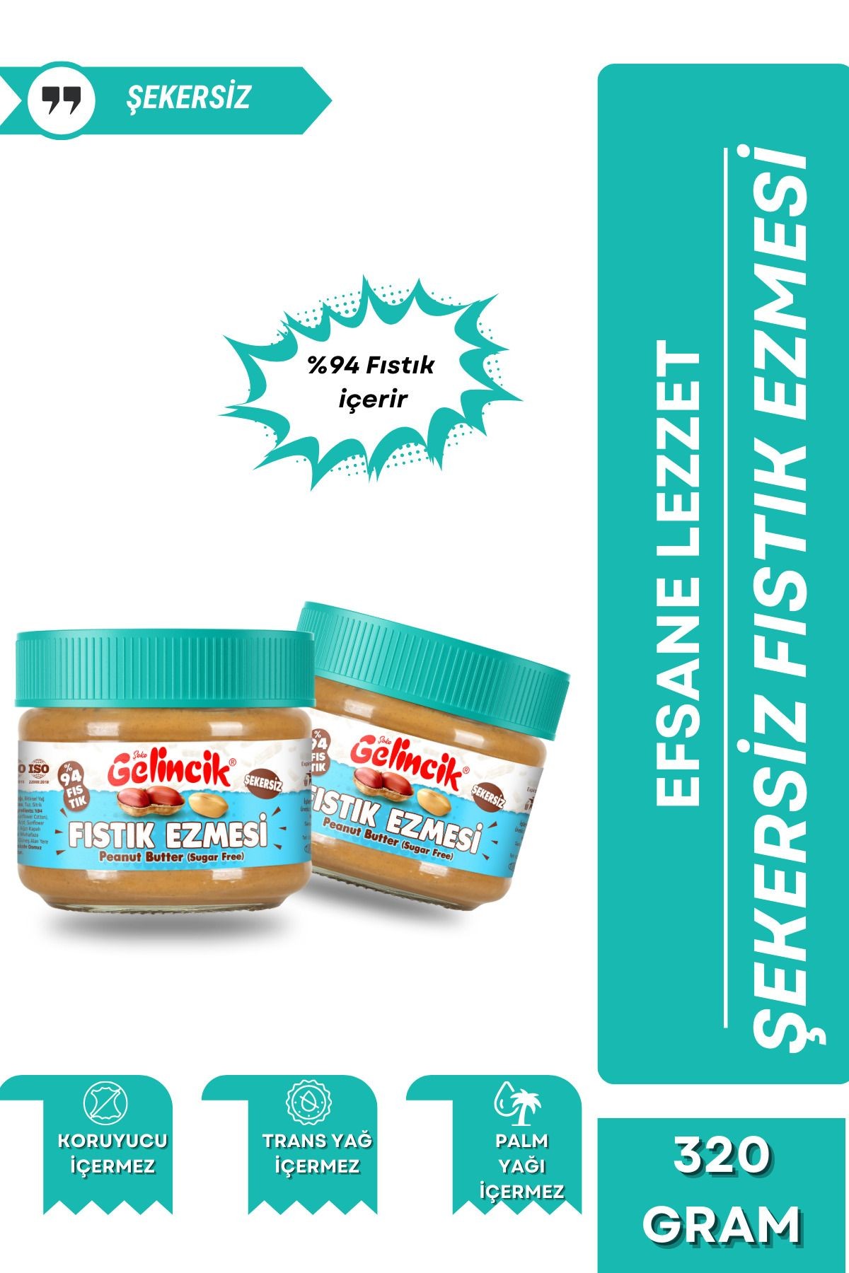 Kahvaltılık Sürülebilir Doğal Katkısız 320gr Özel Üretim Şekersiz Fıstık Ezmesi Krem