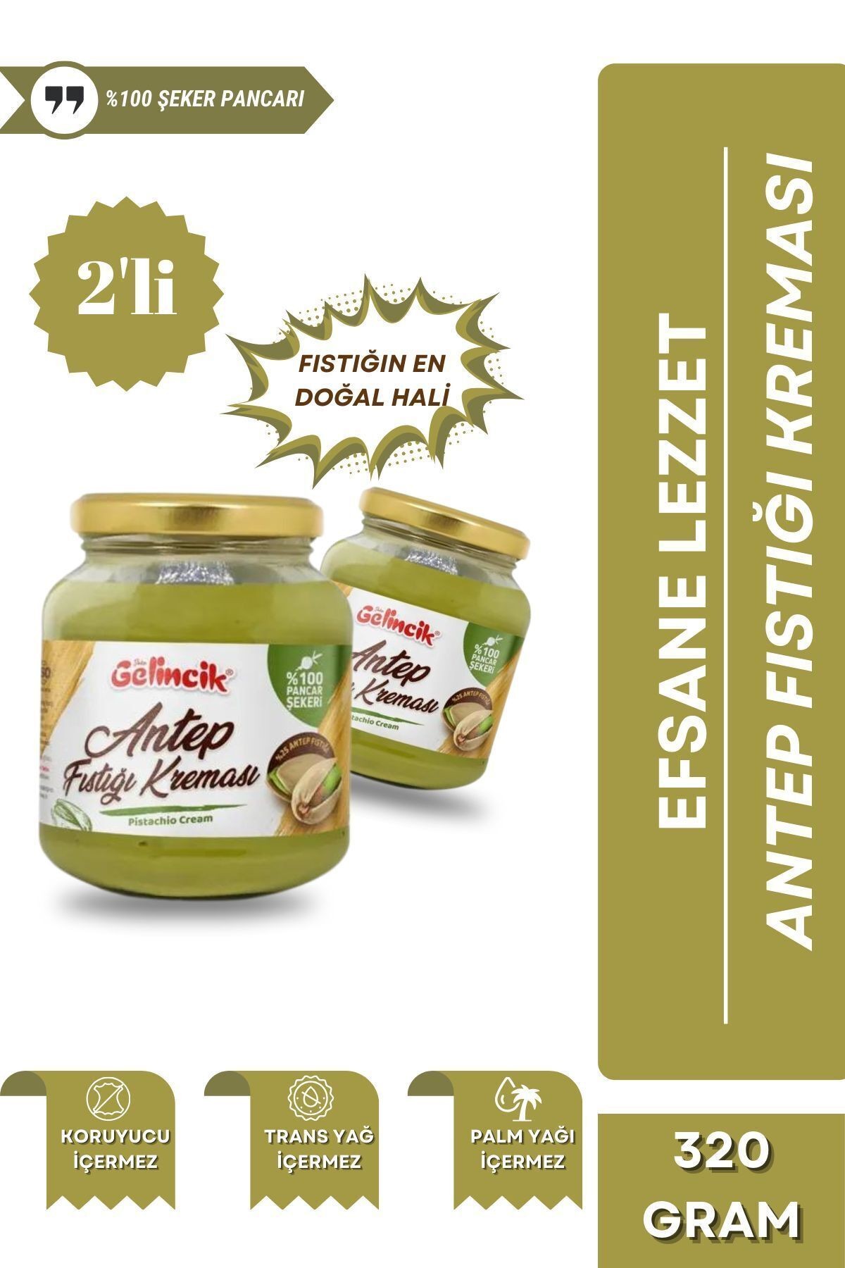 2'li Set Kahvaltılık Sürülebilir Katkısız 320gr Özel Üretim Antep Fıstığı Kreması Dubai Çikolası