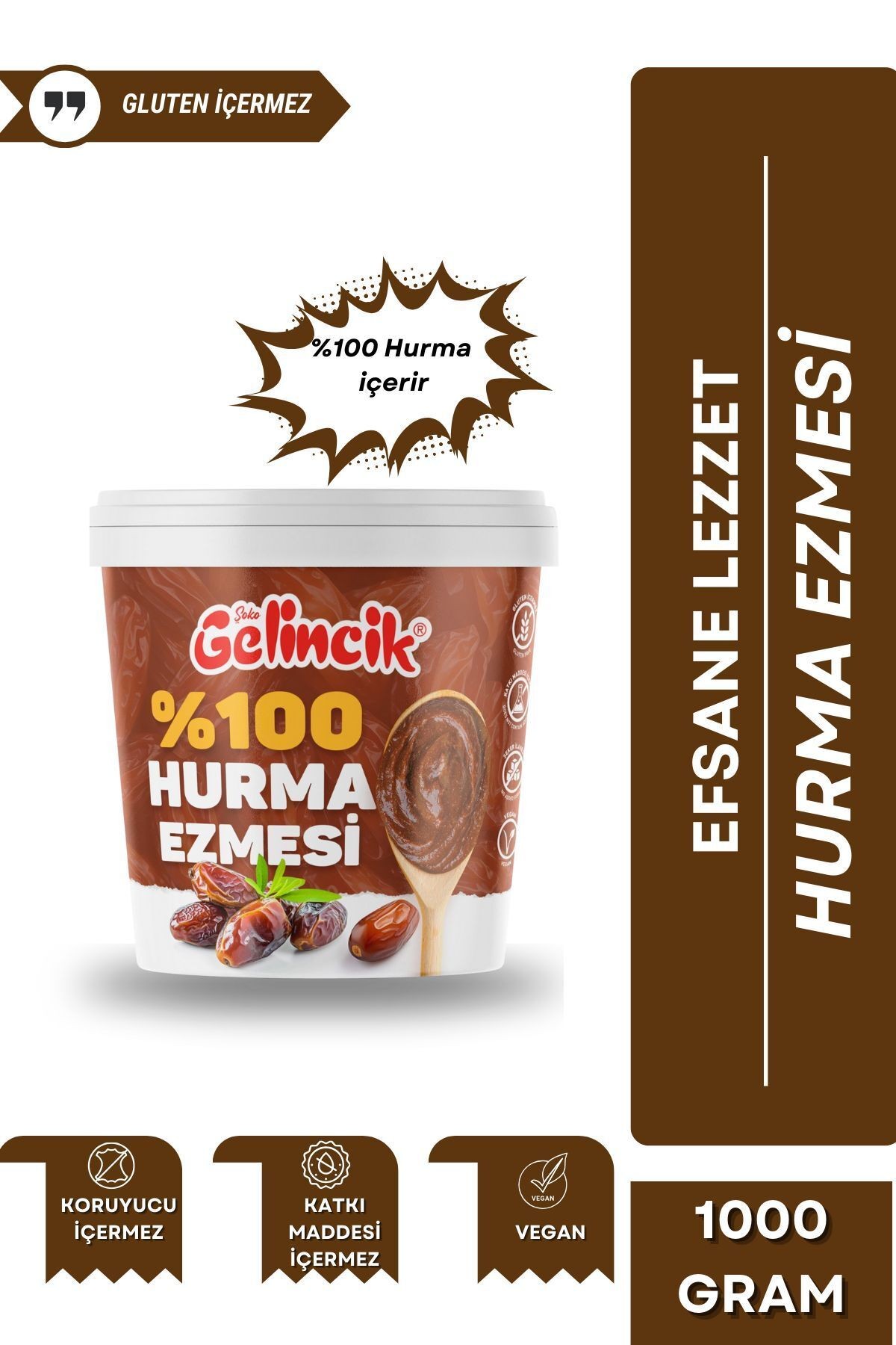 Katkısız Doğal %100 Sade Hurma Ezmesi %100 Hurma Dolgusu 1000gr Hurma Püresi 1 Kg