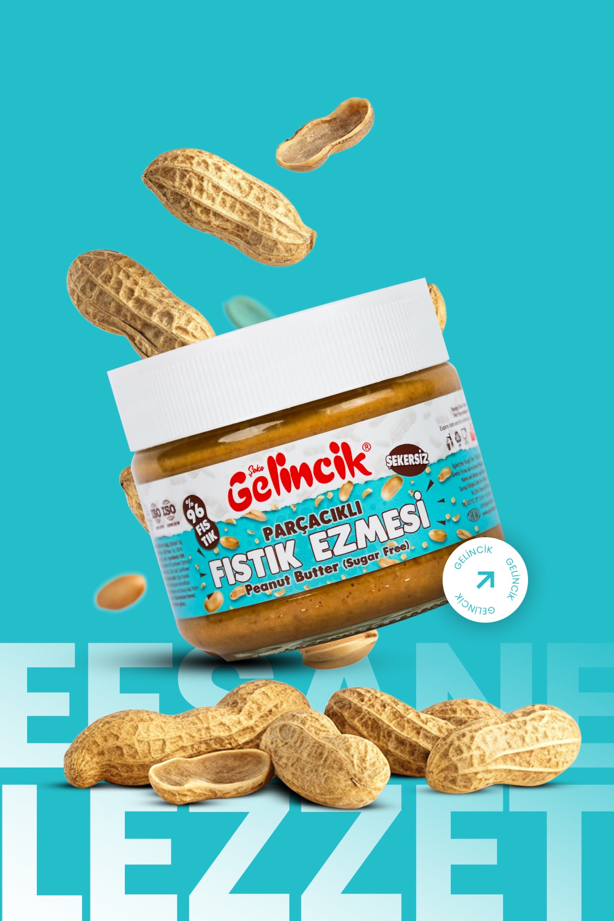 Kahvaltılık Sürülebilir Doğal Katkısız 300gr Özel Üretim Şekersiz Parçacıklı Fıstık Ezmesi