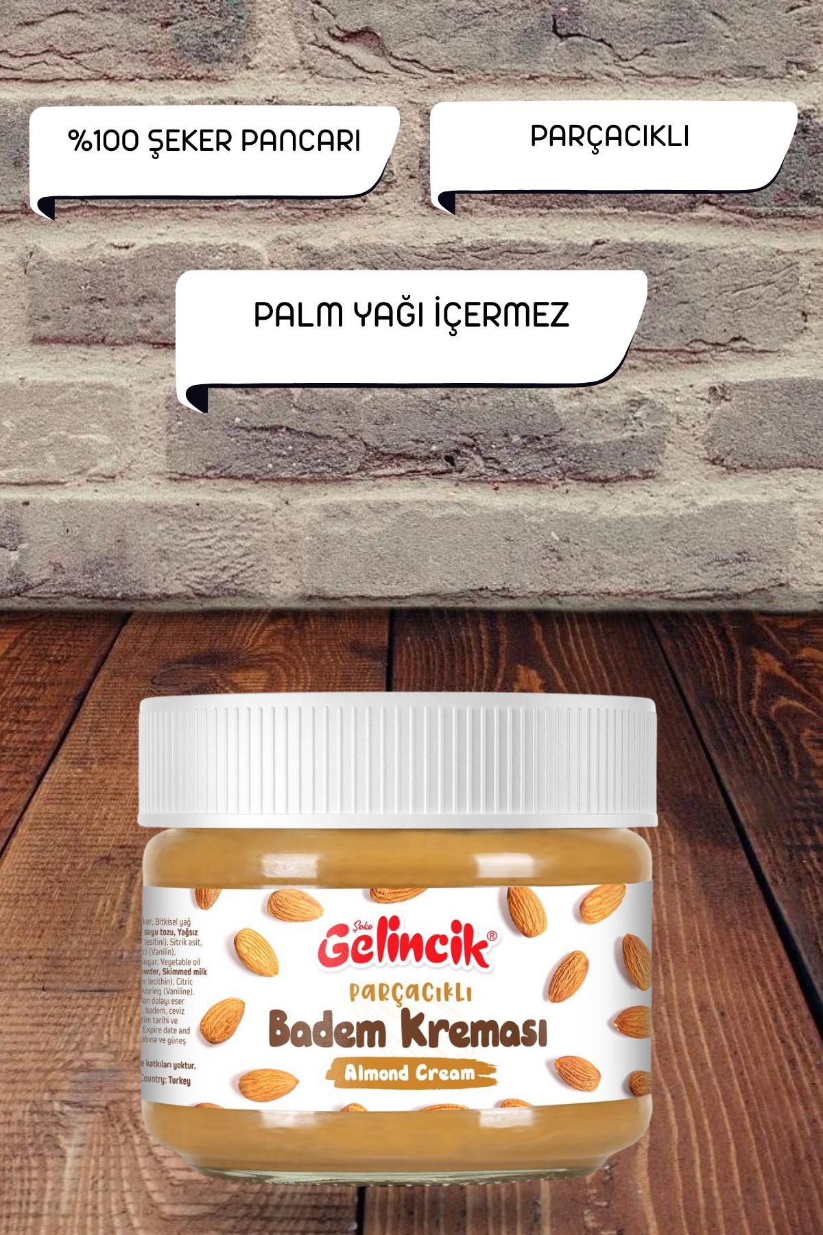 PARÇACIKLI BADEM KREMASI KAHVALTILIK ÖZEL ÜRETİM 320G SÜRÜLEBİLİR BADEM KREMASI
