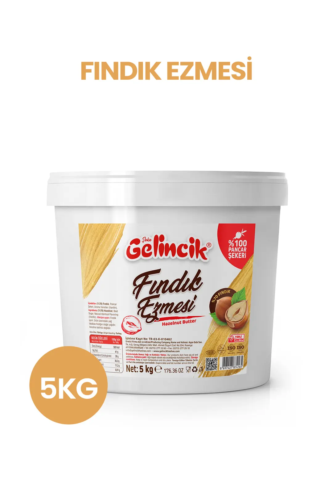 Kahvaltılık Sürülebilir Doğal Katkısız 5kg Özel Üretim Fındık Ezmesi