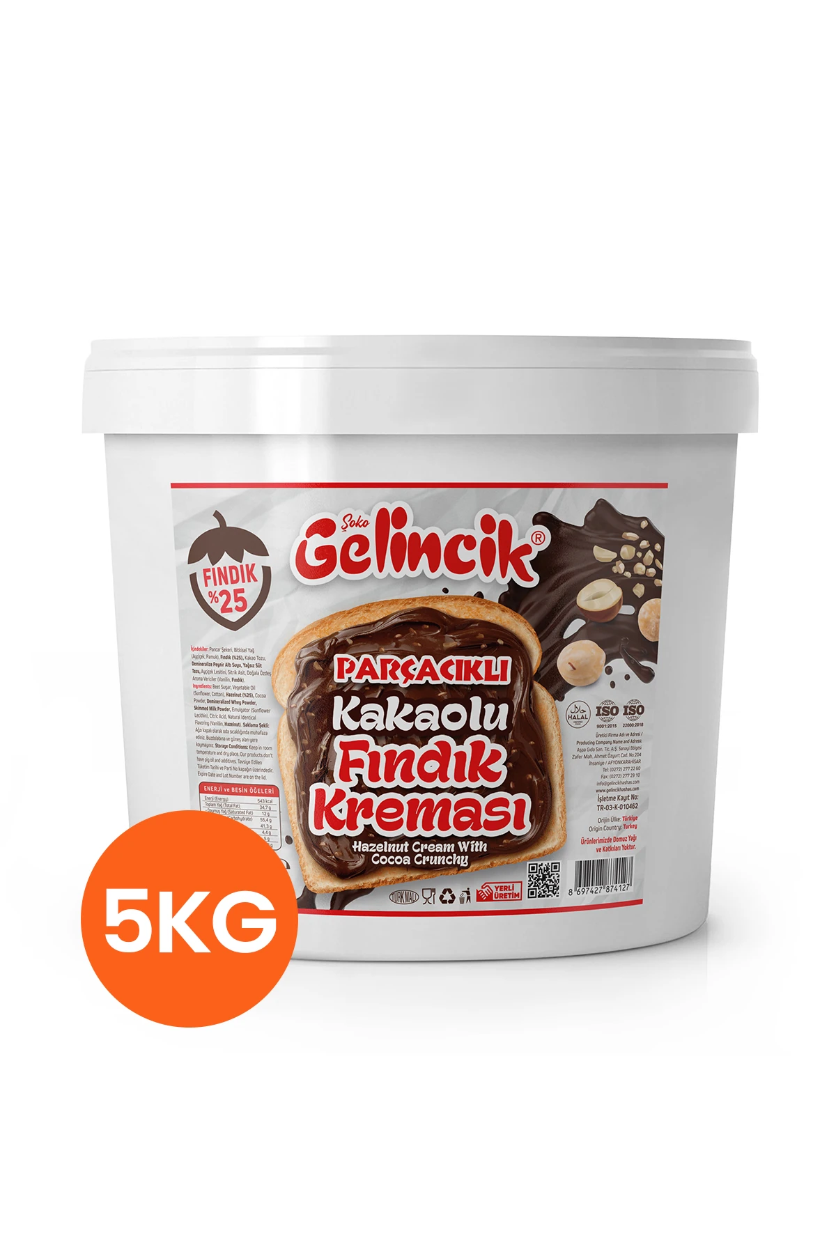 Kahvaltılık Sürülebilir Doğal Katkısız 5kg Özel Üretim Kakaolu Fındık