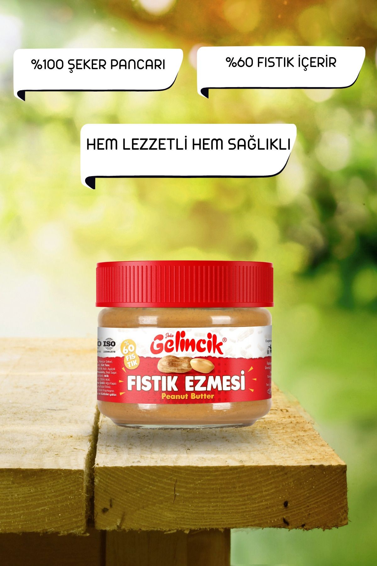 Kahvaltılık Sürülebilir Doğal Katkısız 320gr Kavanoz Özel Üretim Şekerli Fıstık Ezmesi
