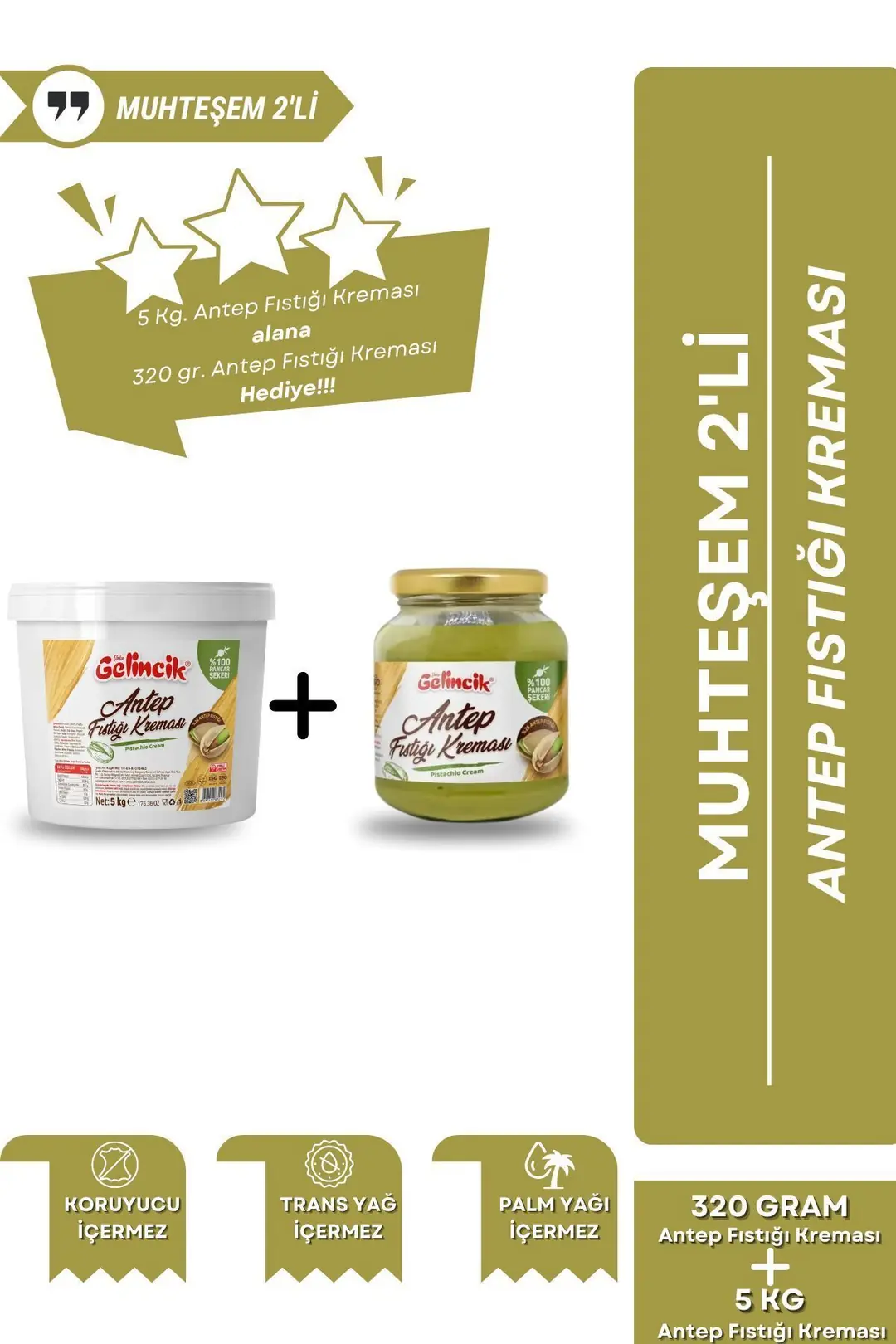 Kasıma Özel 5 Kg Antep Fıstığı Kreması Alana 320G Antep Fıstığı Kremas