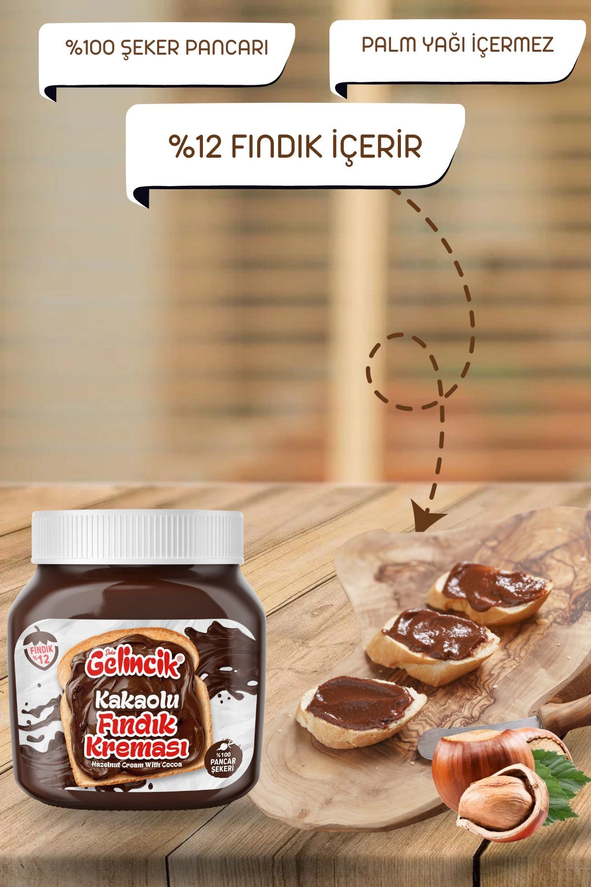 Kahvaltılık Sürülebilir Doğal Katkısız 650gr Özel Üretim Kakaolu Fındık Kreması Parçacıklı