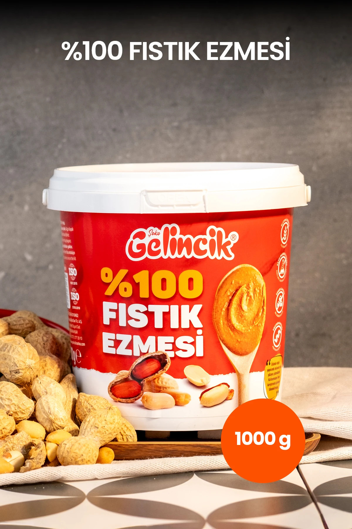 Fıstık Ezmesi Şekersiz %100 Saf Doğal Katkısız Taze Çekim Glutensiz Doğal Fıstık Ezmesi 1 KG
