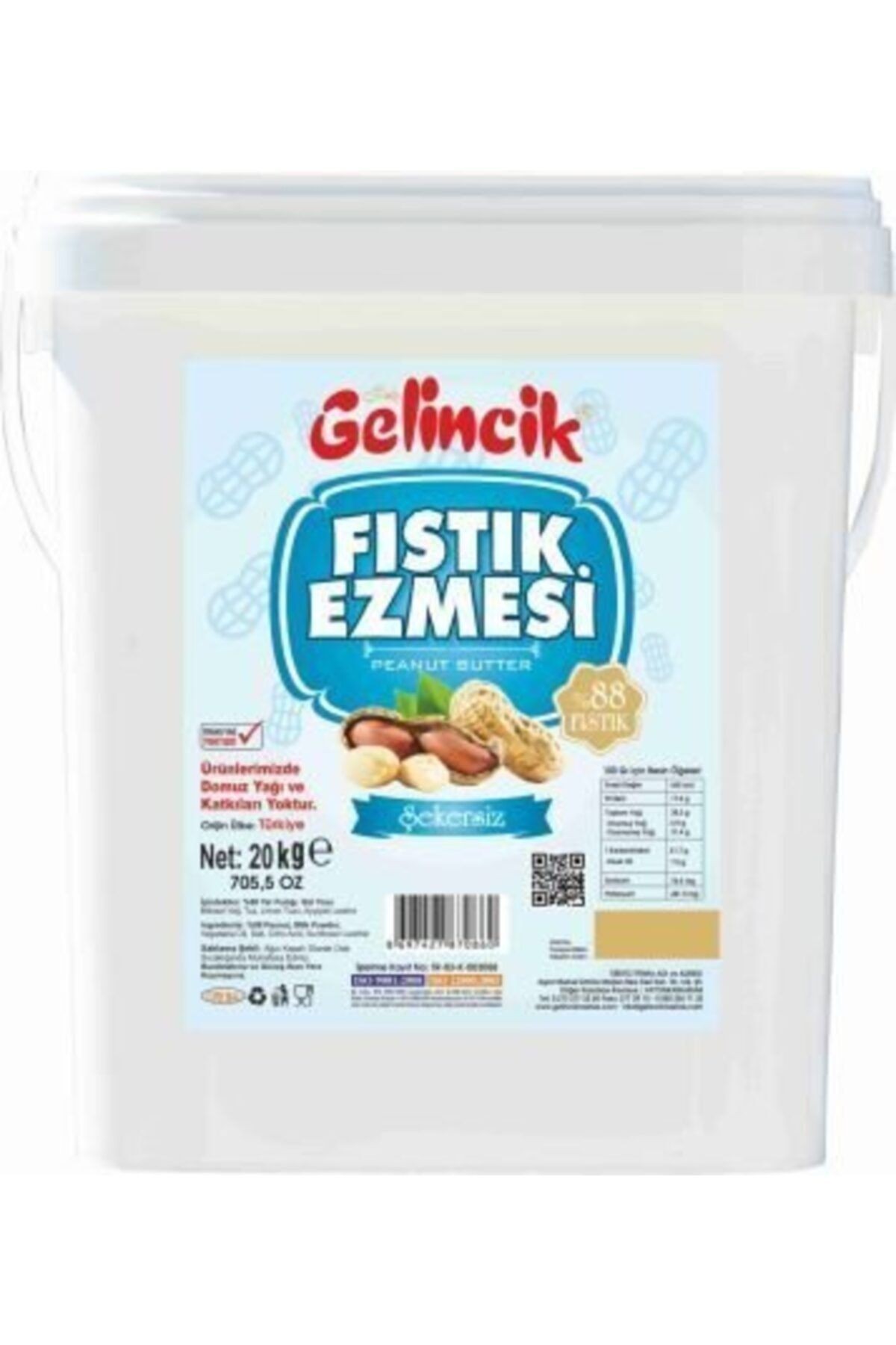 Şekersiz Fıstık Ezmesi Krem 20 kg