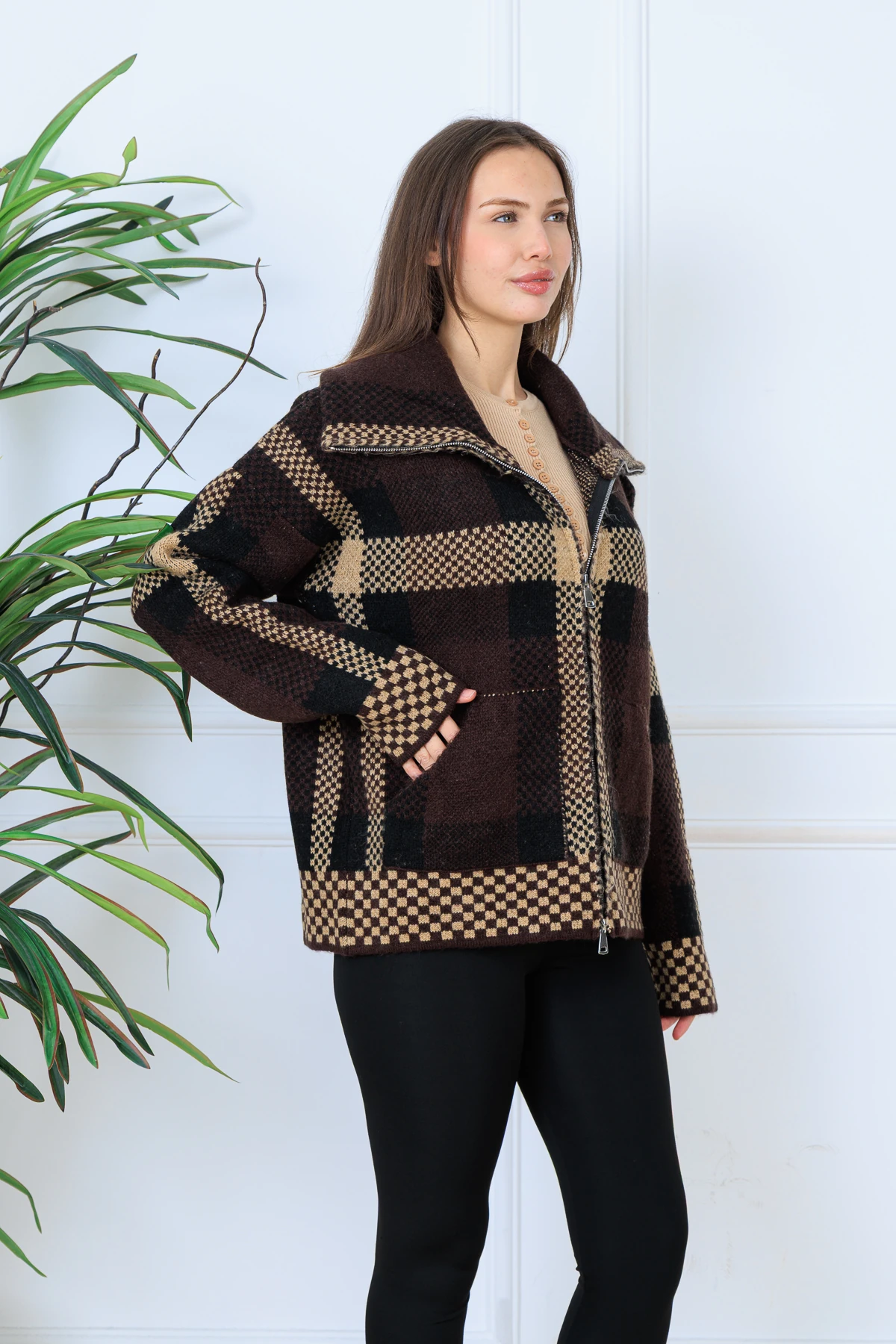 CPSL9099 FERMUARLI TRİKO CEKET