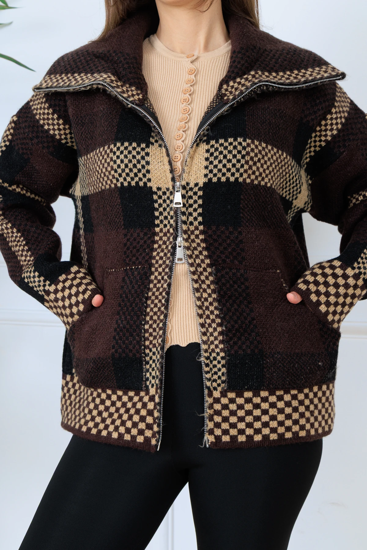 CPSL9099 FERMUARLI TRİKO CEKET