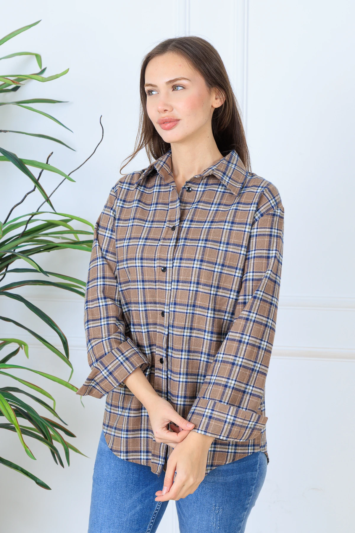 CPSL2975 KARE DESEN ODUNCU GÖMLEK