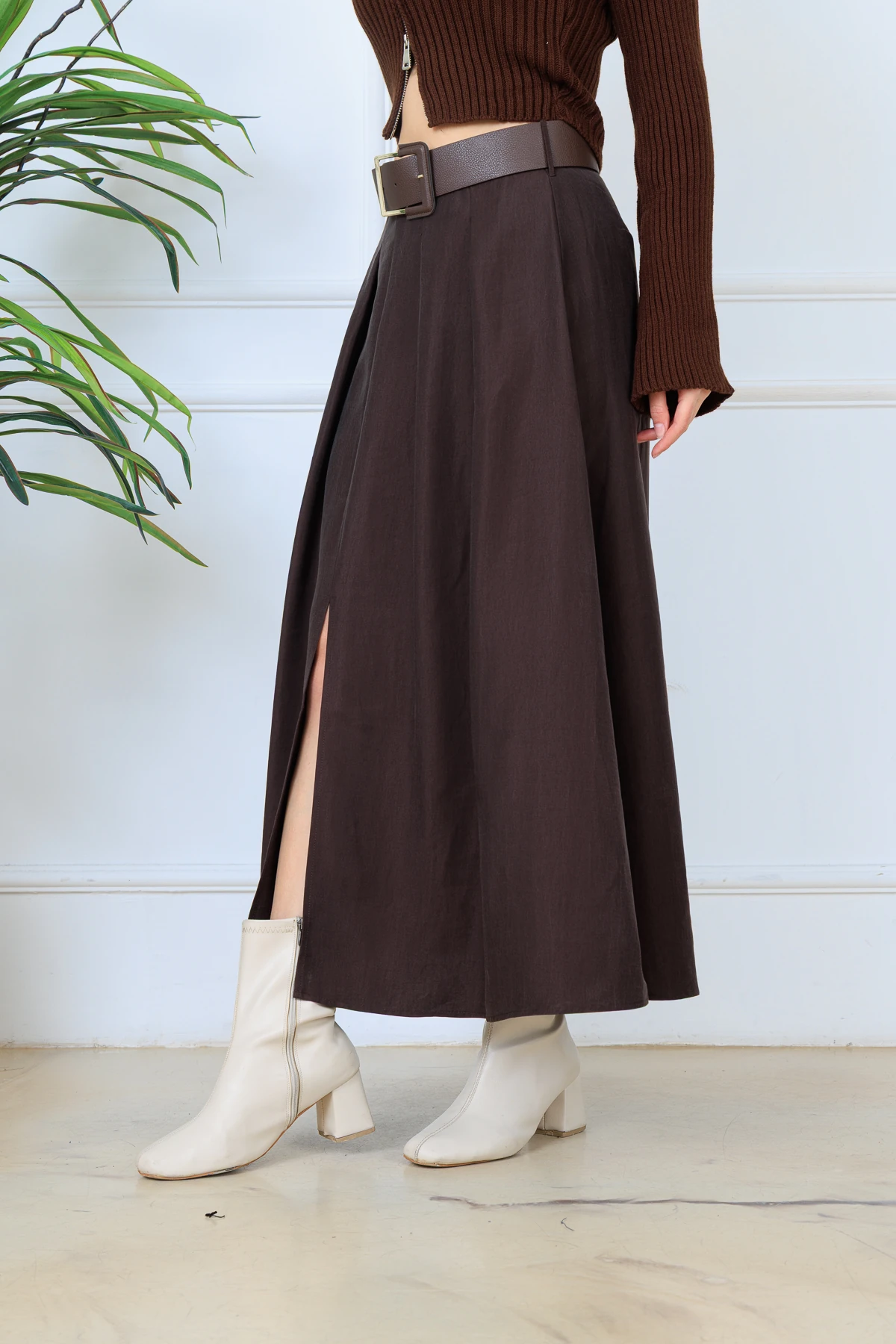 CPSL 4719 KALIN KEMERLİ YIRTMAÇLI ETEK