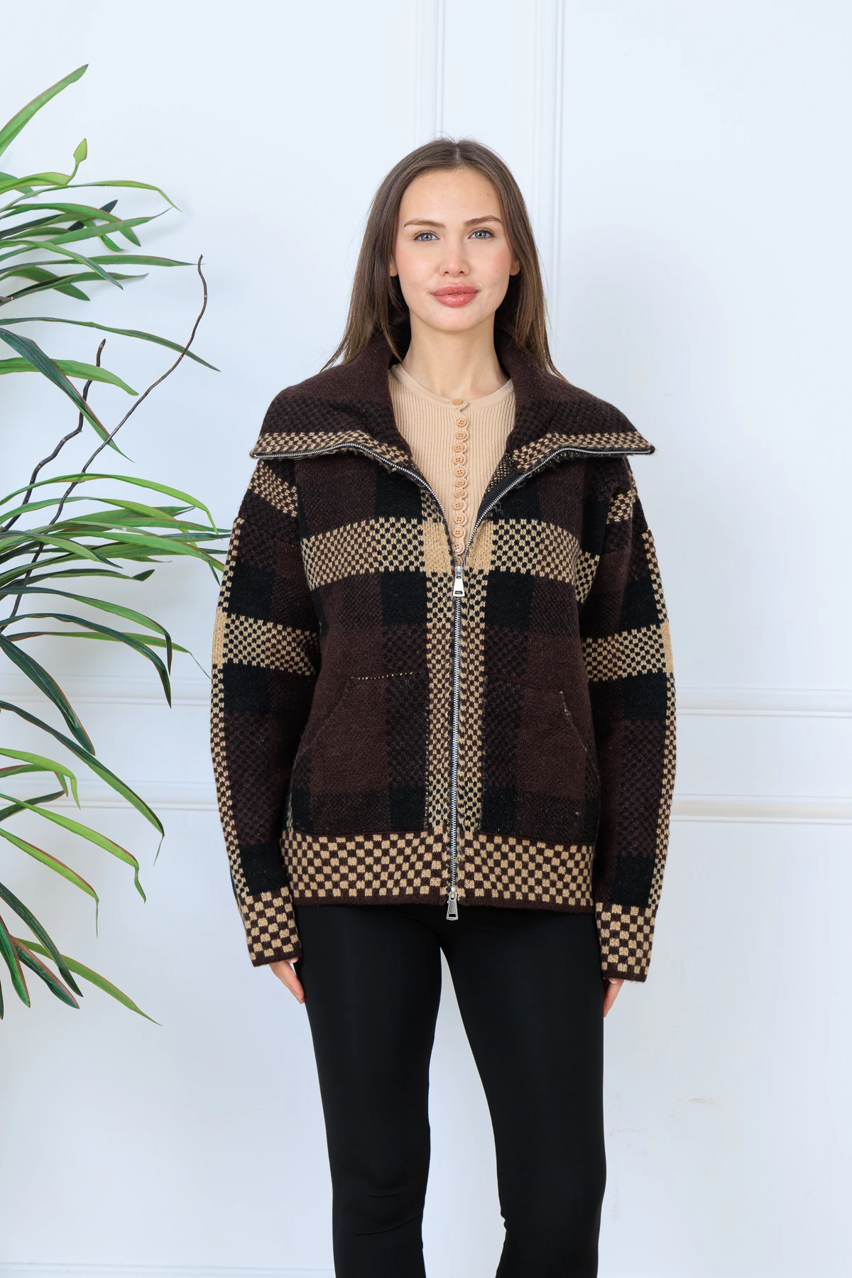 CPSL9099 FERMUARLI TRİKO CEKET