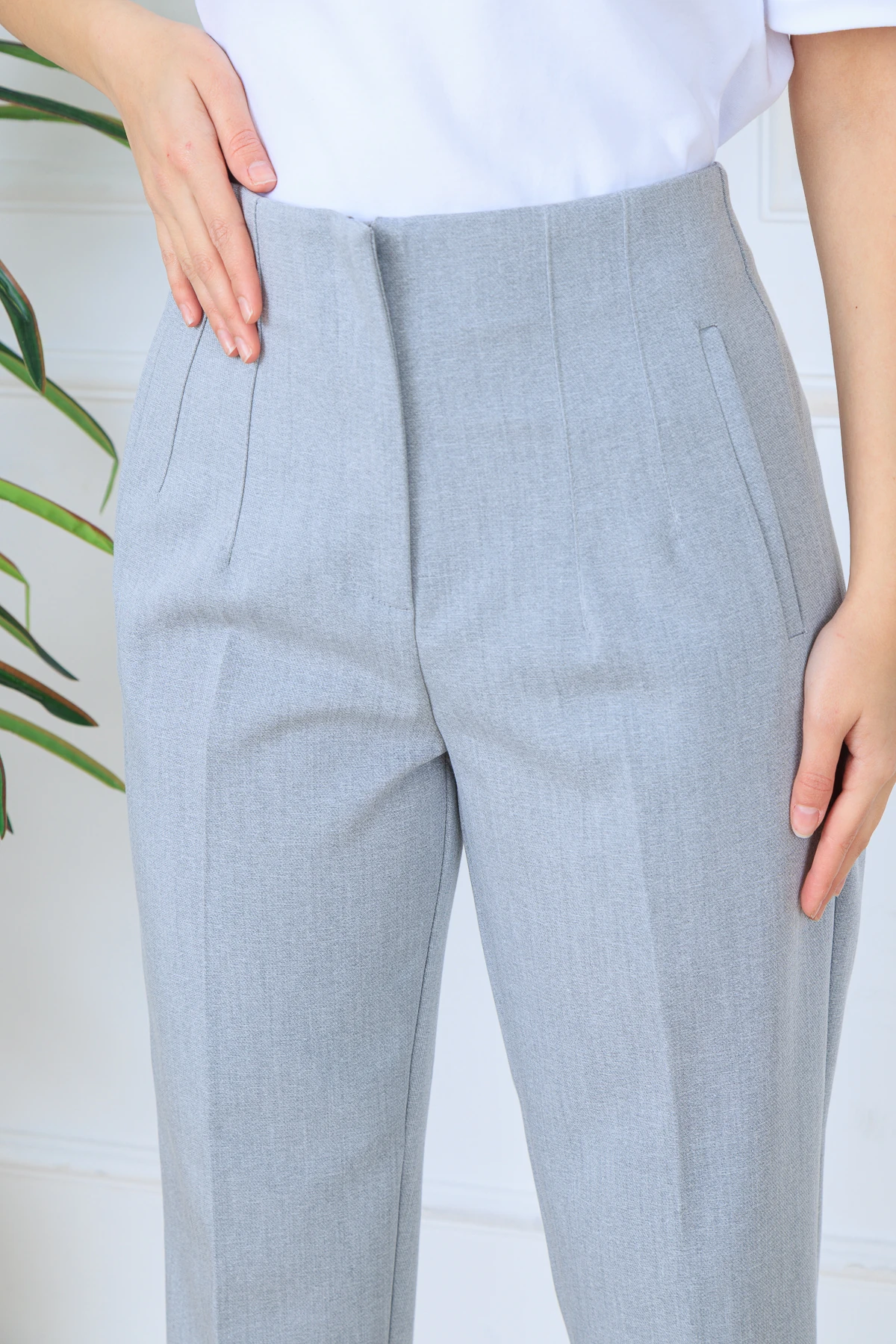 CPSL5113 YÜKSEK BEL PİLE DETAYLI PANTOLON