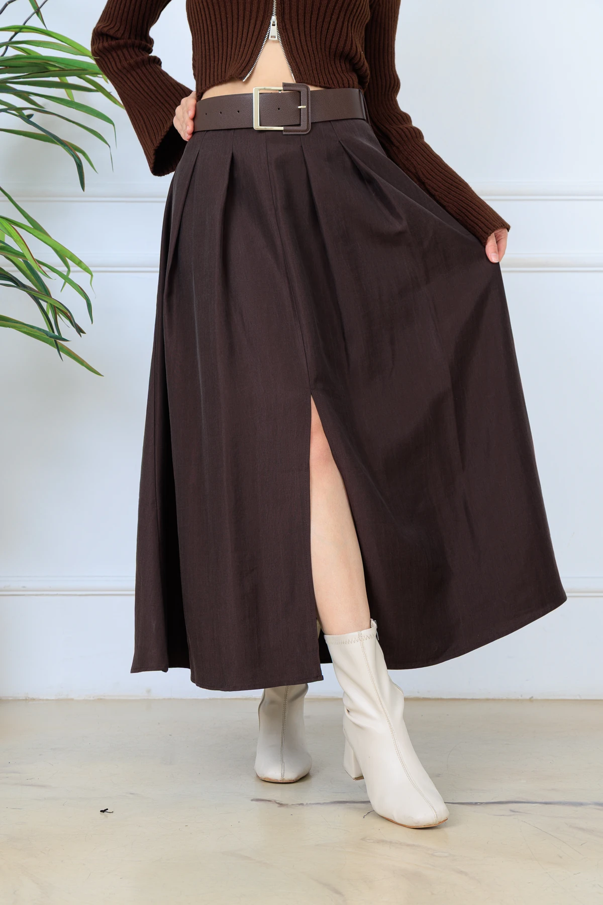 CPSL 4719 KALIN KEMERLİ YIRTMAÇLI ETEK