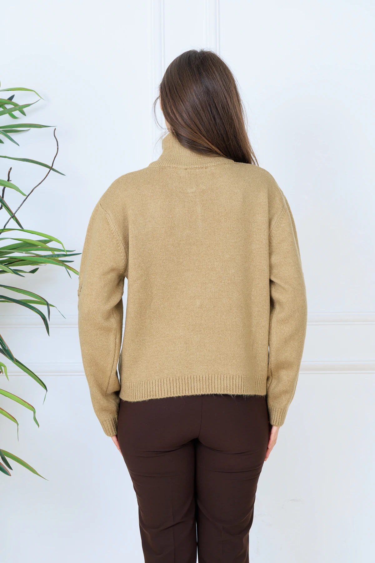 CPSL2702 NAKIŞ DETAY FERMUARLI KAZAK