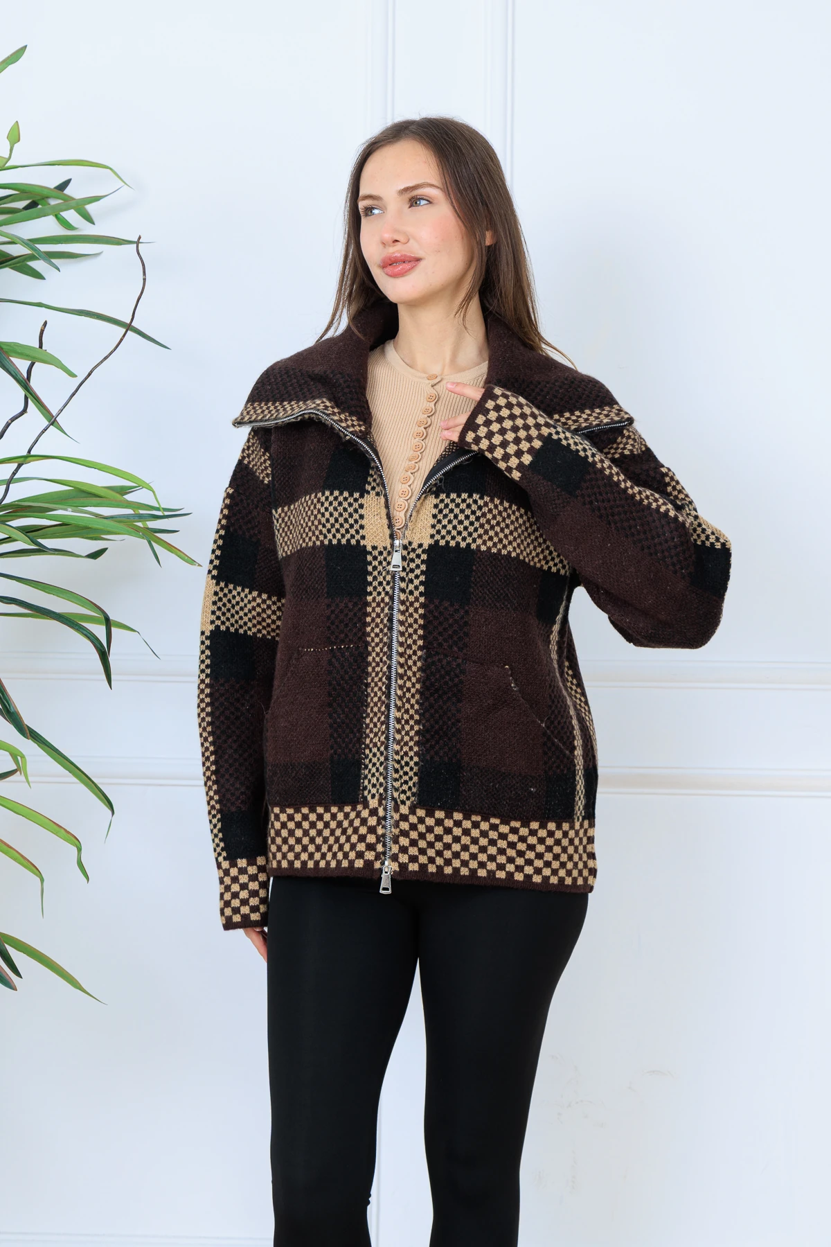 CPSL9099 FERMUARLI TRİKO CEKET