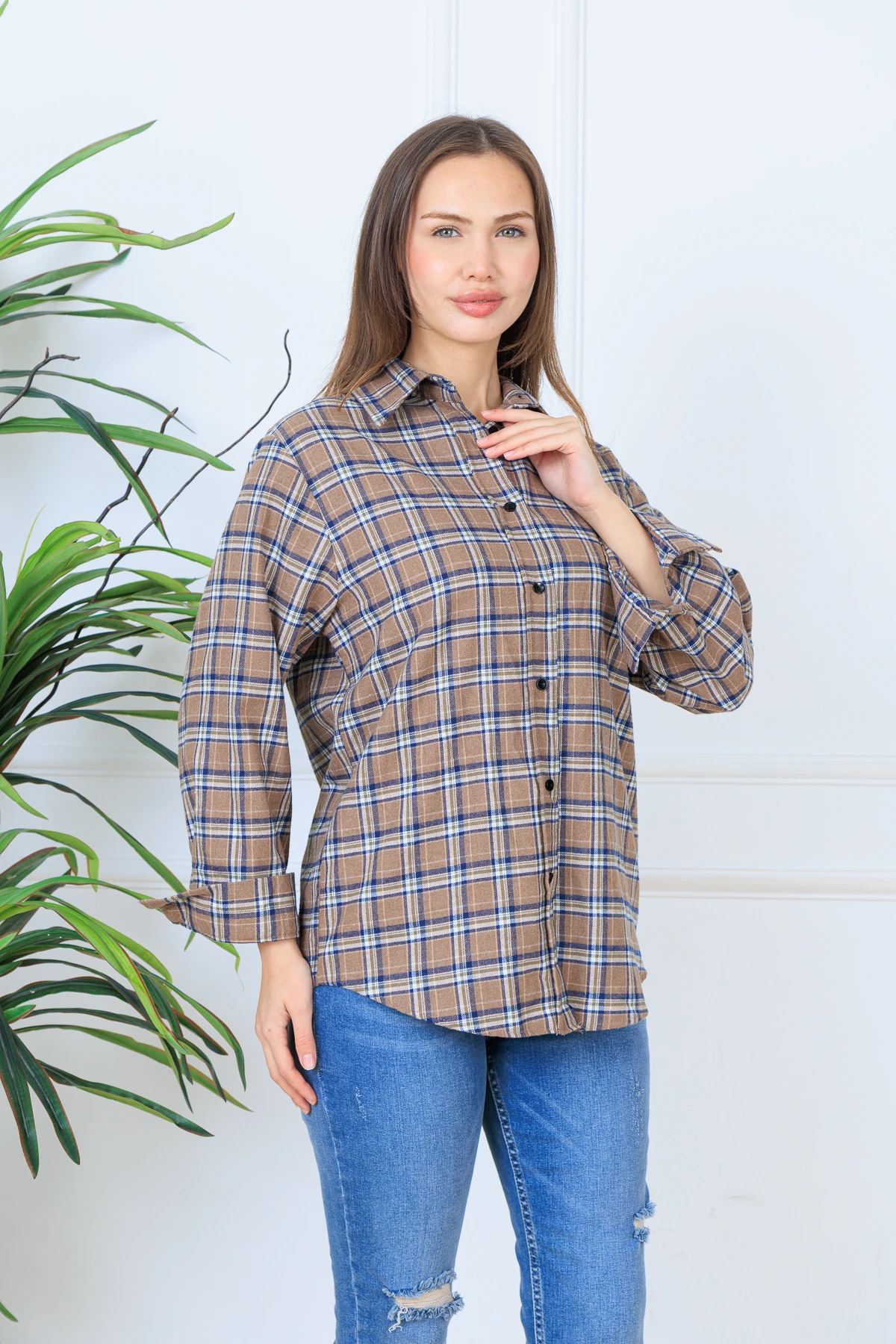 CPSL2975 KARE DESEN ODUNCU GÖMLEK